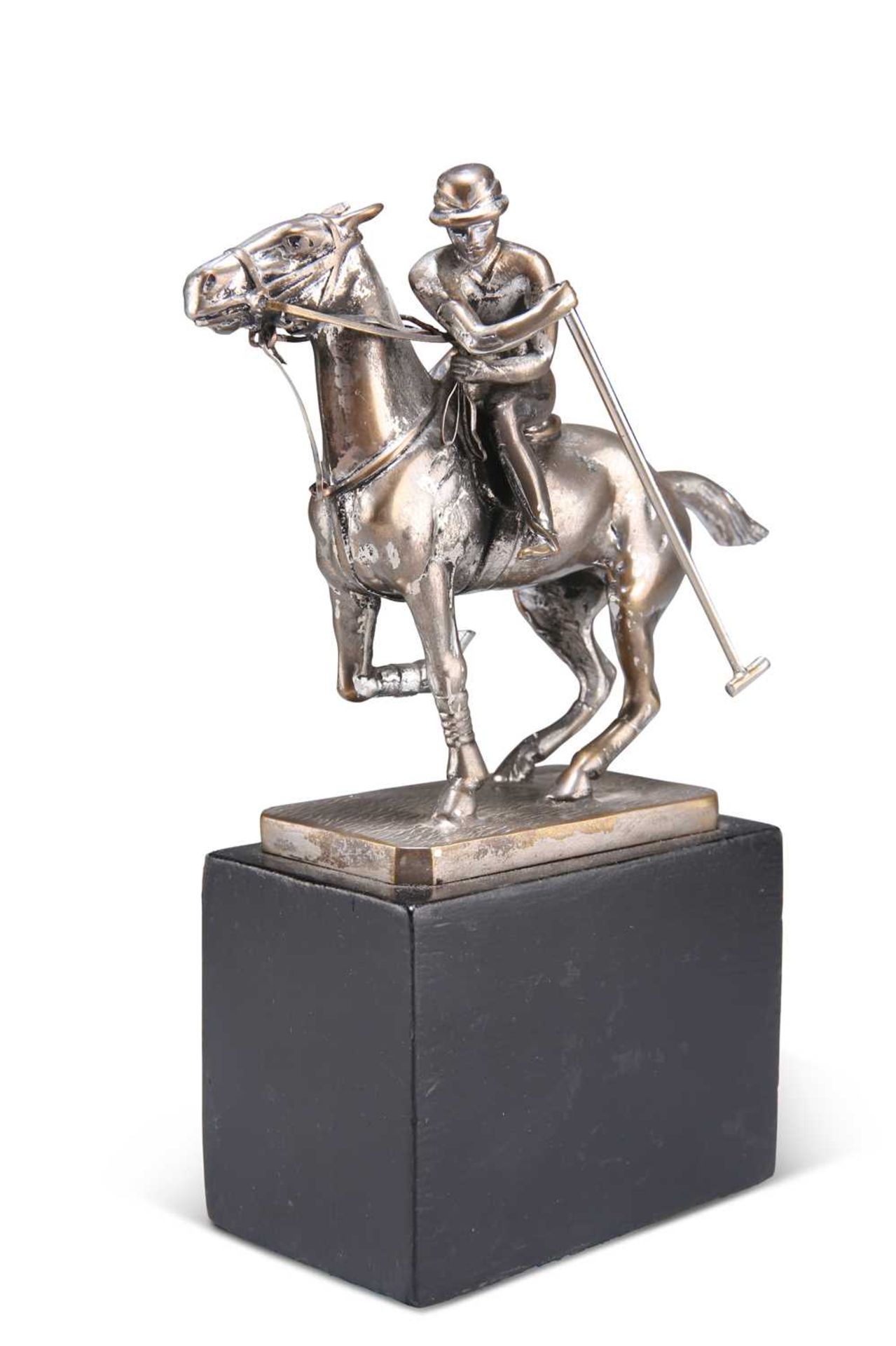 A CHROME-PLATED FIGURE OF A POLO PLAYER ON HORSEBACK - Image 2 of 3