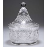 A CUT-GLASS BON BON JAR AND COVER, PROBABLY BACCARAT