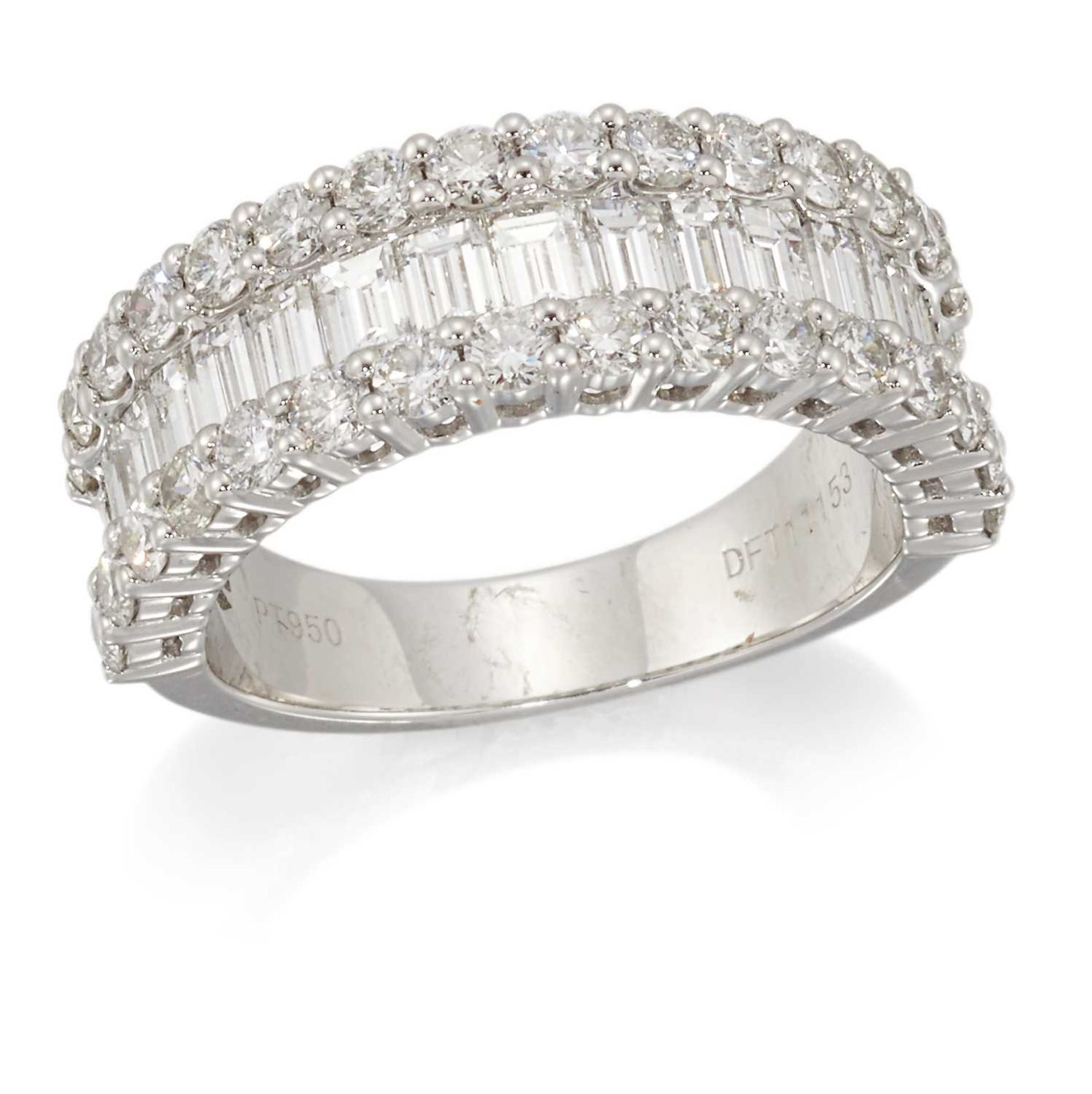 A PLATINUM DIAMOND HALF HOOP RING