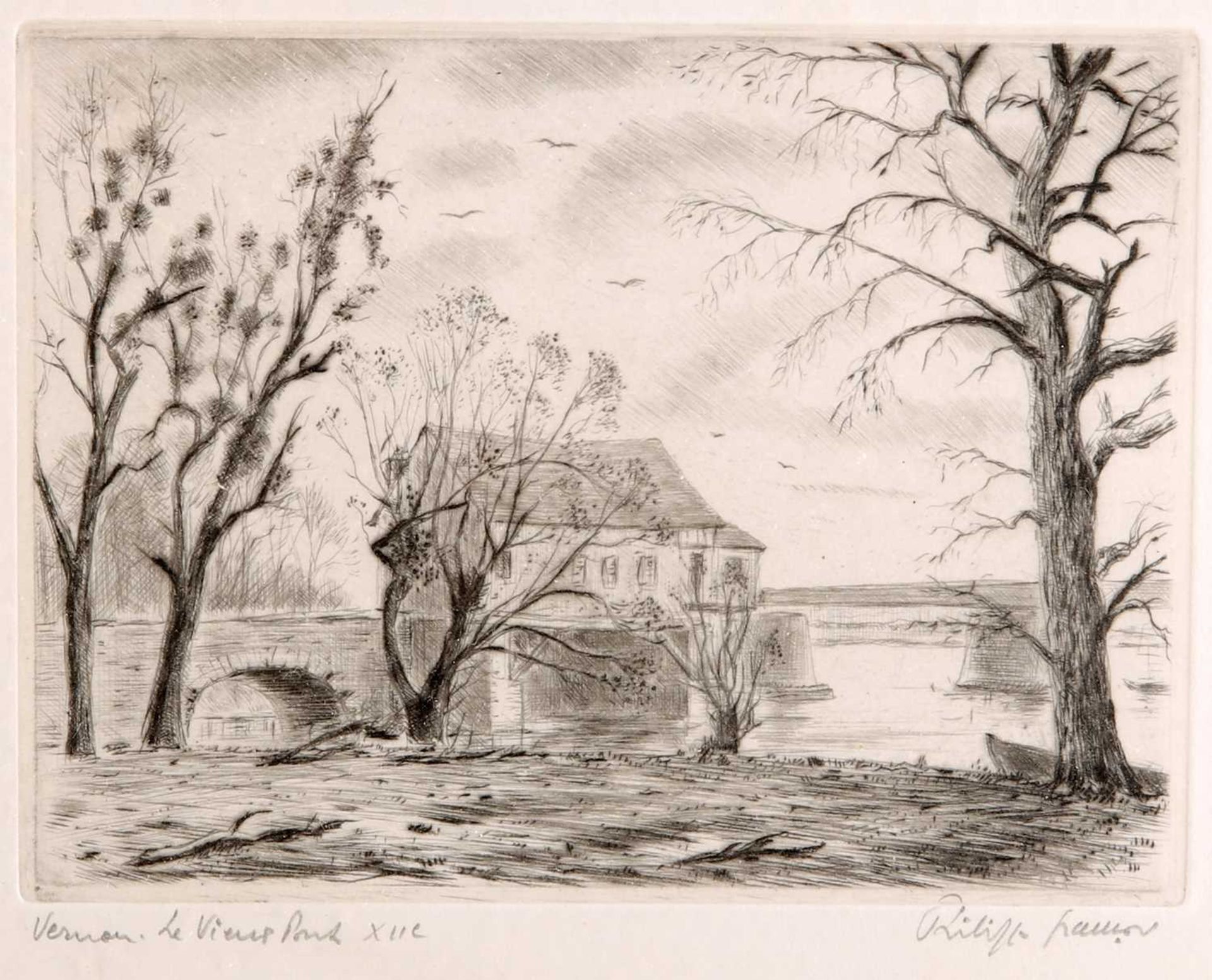 FRENCH SCHOOL (20TH CENTURY) BRIDGE LANDSCAPE