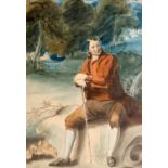 EARLY 19TH CENTURY BRITISH SCHOOL PORTRAIT OF A GENTLEMAN IN A WOODED LANDSCAPE