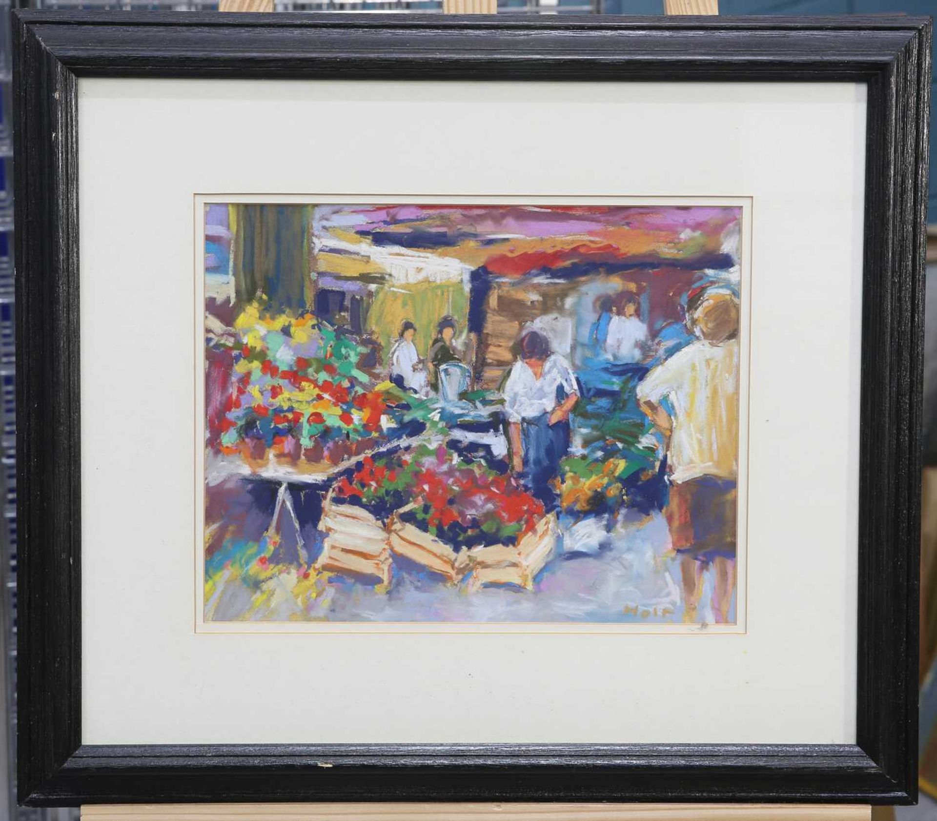 JOHN HOLT (BORN 1949) FLOWER STALL - Image 2 of 2