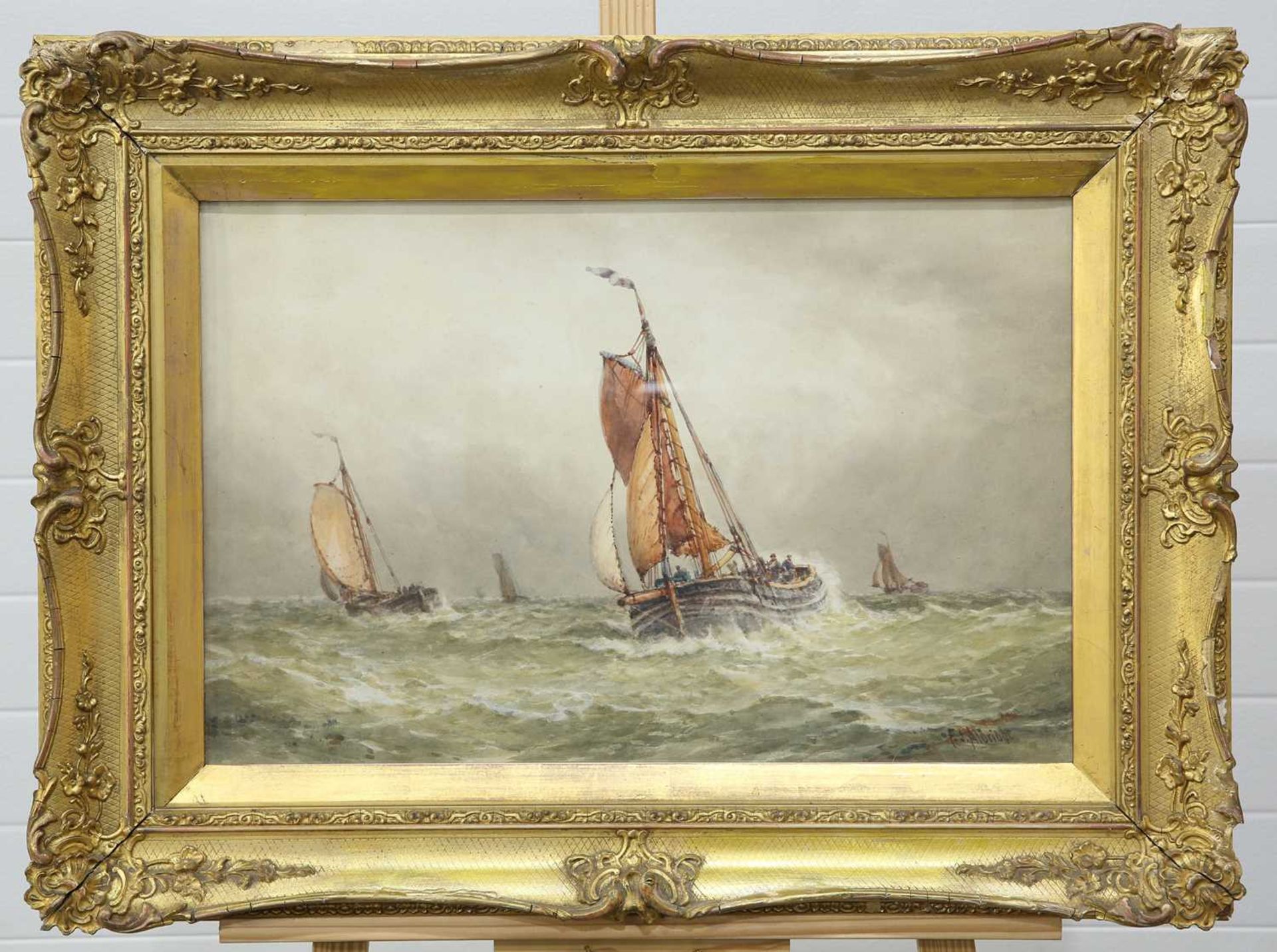 FREDERICK JAMES ALDRIDGE (1850-1933) PAIR OF VIEWS OF FISHING VESSELS IN AN ESTUARY - Bild 4 aus 4