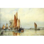 FREDERICK JAMES ALDRIDGE (1850-1933) PAIR OF VIEWS OF FISHING VESSELS IN AN ESTUARY