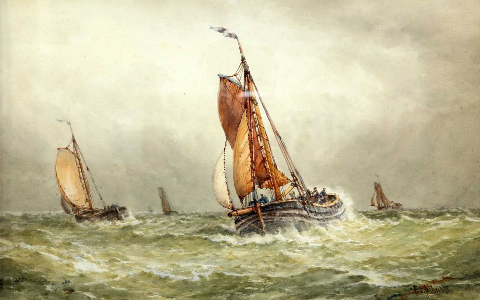 FREDERICK JAMES ALDRIDGE (1850-1933) PAIR OF VIEWS OF FISHING VESSELS IN AN ESTUARY - Bild 2 aus 4