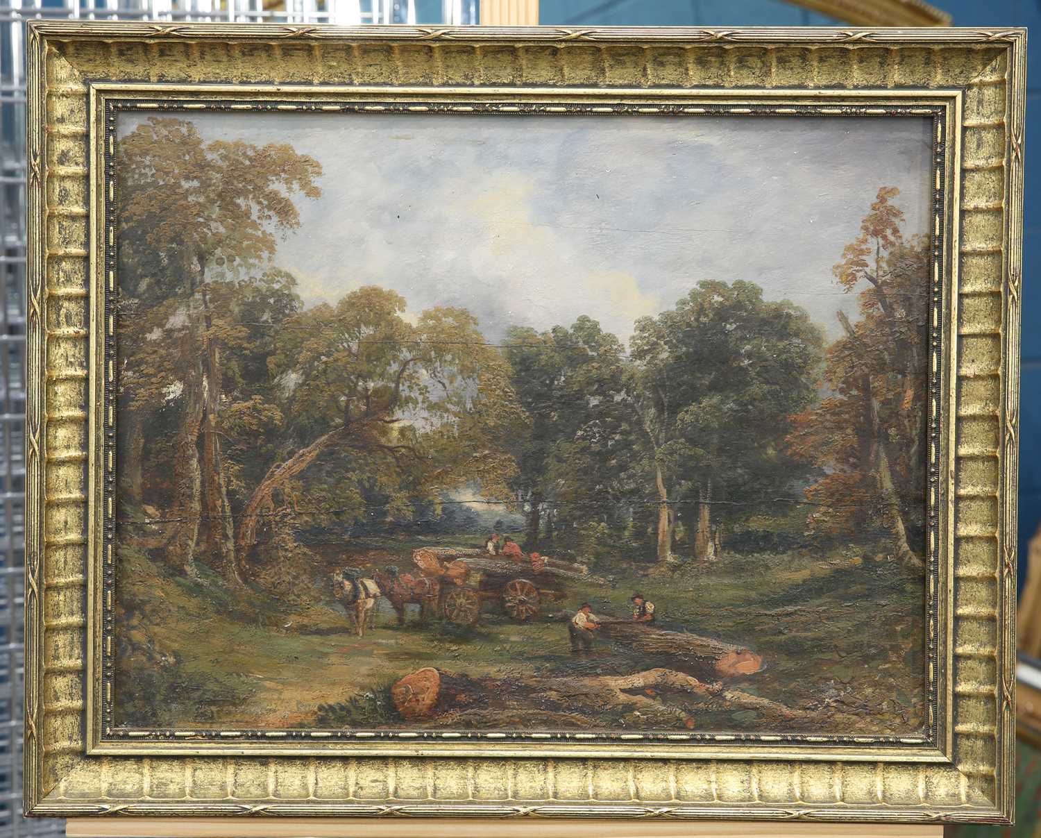 19TH CENTURY ENGLISH SCHOOL WOODLAND LOGGING SCENE - Image 2 of 3