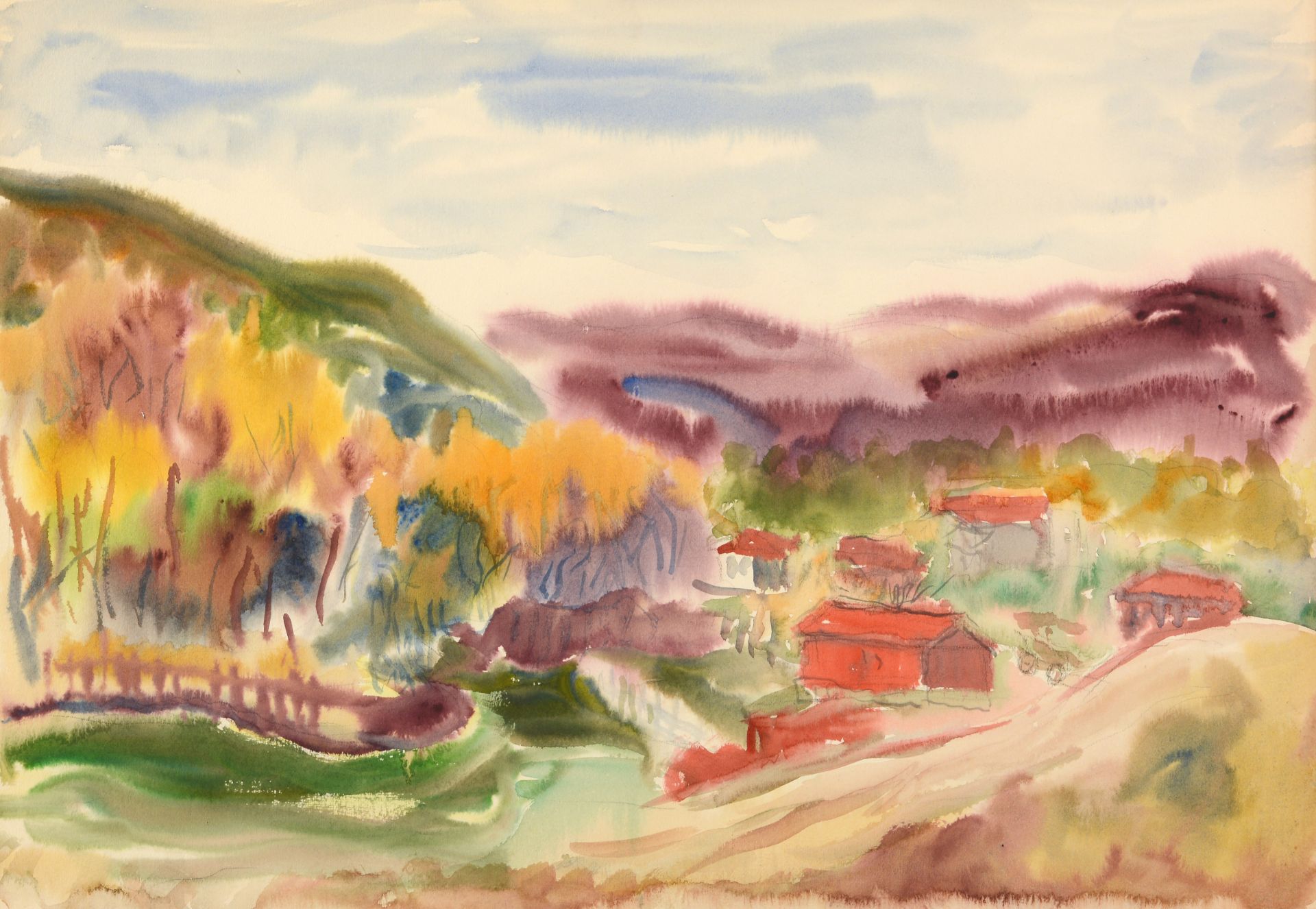 VASKA EMANUILOVA IGOVA
/Bulgarian, 1905-1985/
„Autumn landscape with country
houses“