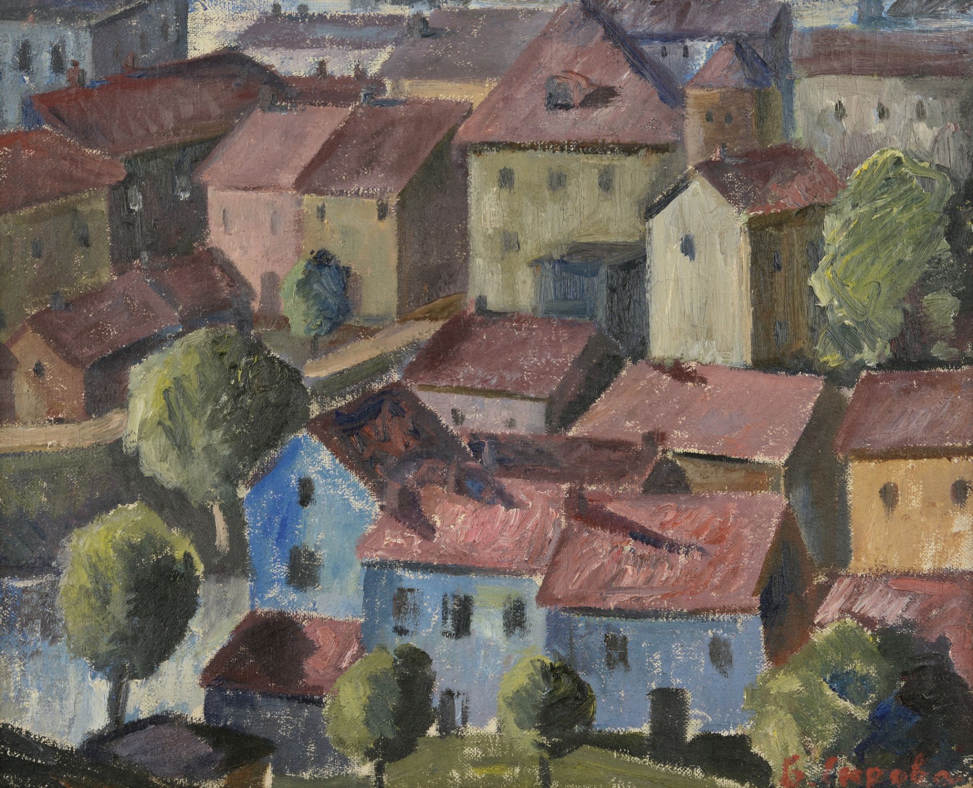 BRONKA ALEKSIEVA GIUROVA -
ALSHEH /Bulgarian, 1910-1995/
„Brussels roofs“ d.1937