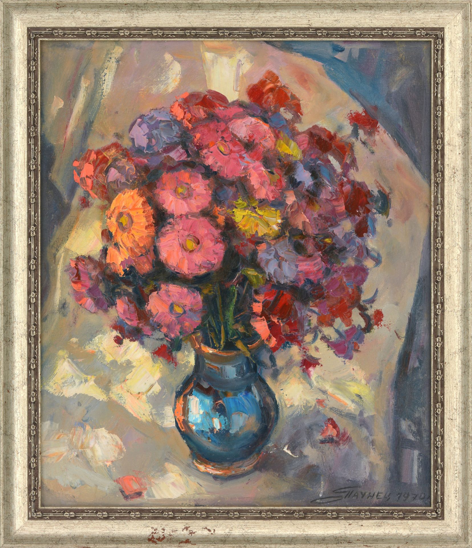 GEORGI GEORGIEV PAUNOV -
PAUNETS /Bulgarian, b.1944/
„Flowers in a blue vase“ d.1970 - Image 2 of 4