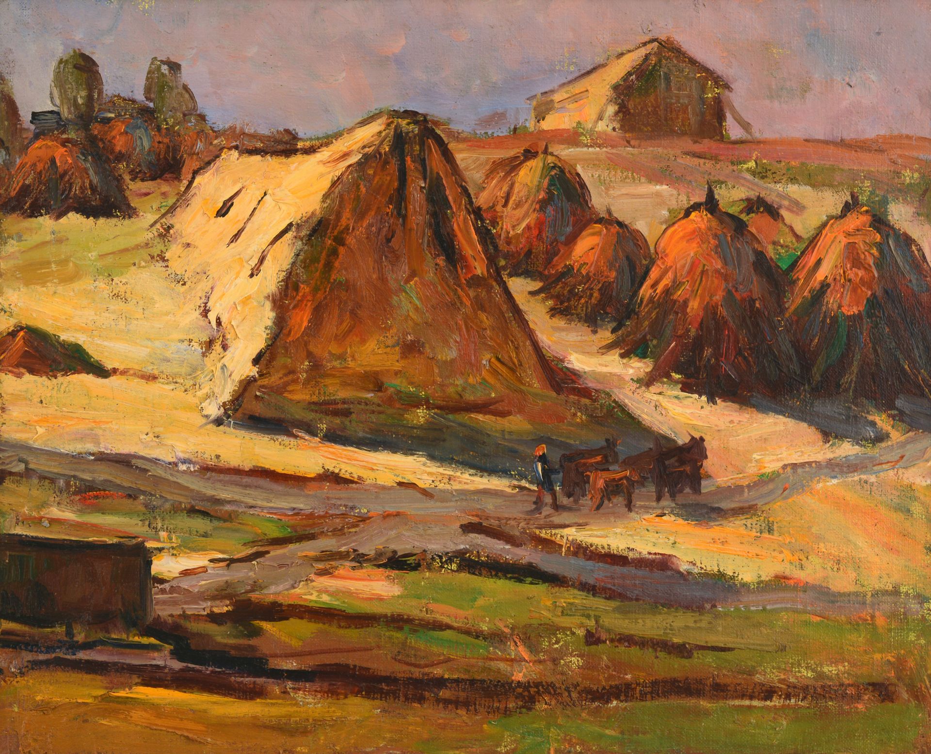 HRISTO IVANOV FOREV /Bulgarian, 1927-2005/ „Landscape with haystacks“