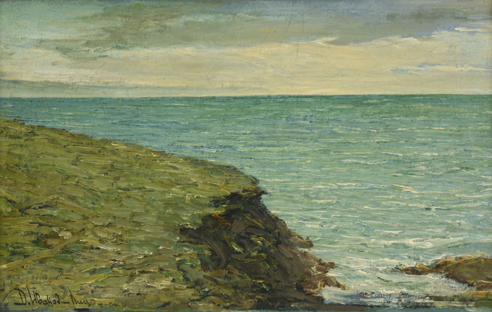 DIMITAR IVANOV – LITSO
/Bulgarian, 1888-1953/
„Seascape“ dated 1917,
oil on canvas,
19.5x30.5 cm, si