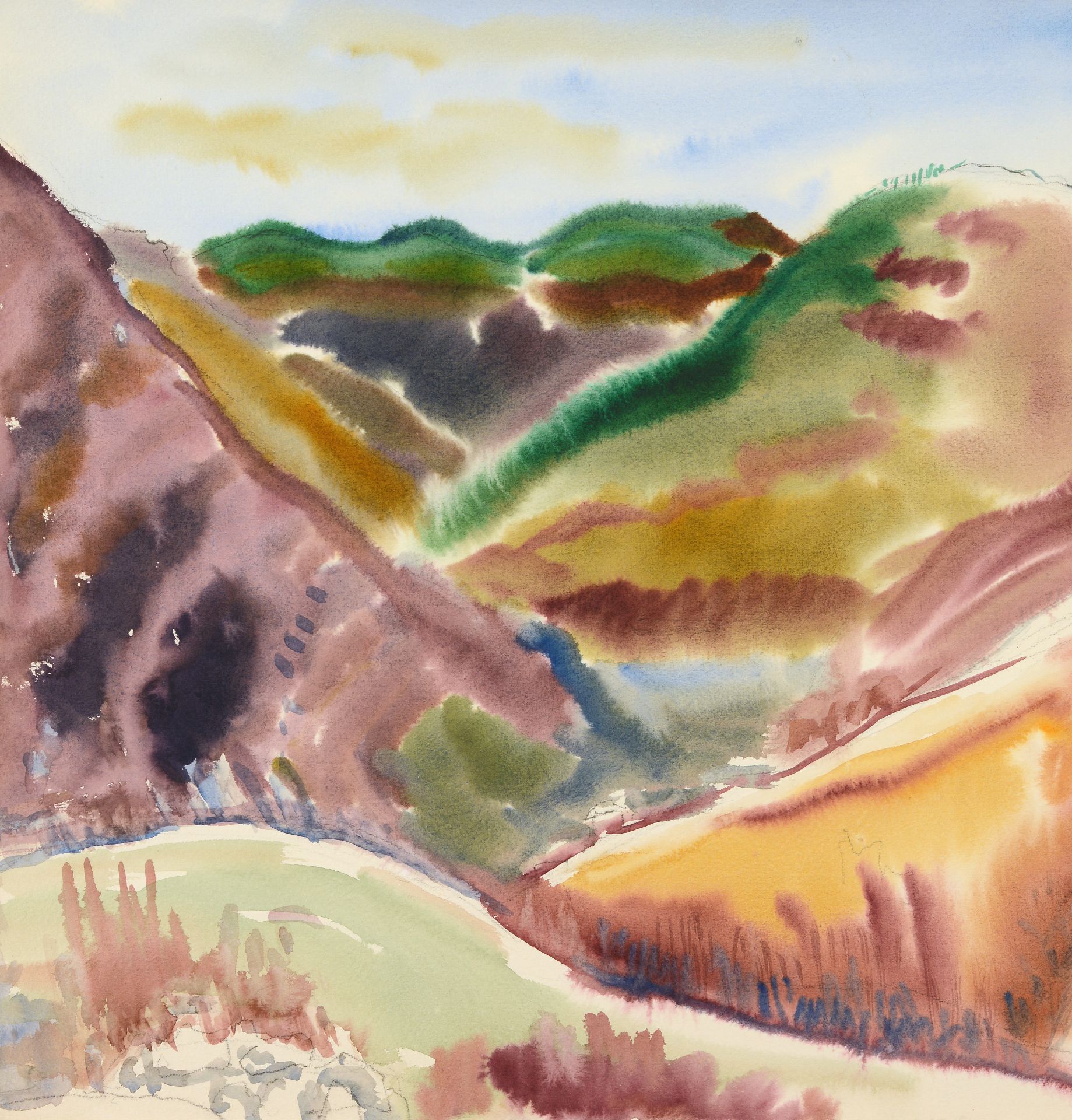 VASKA EMANUILOVA IGOVA
/Bulgarian, 1905-1985/ „Landscape with mountain ridges
and a lake“ - Image 3 of 3