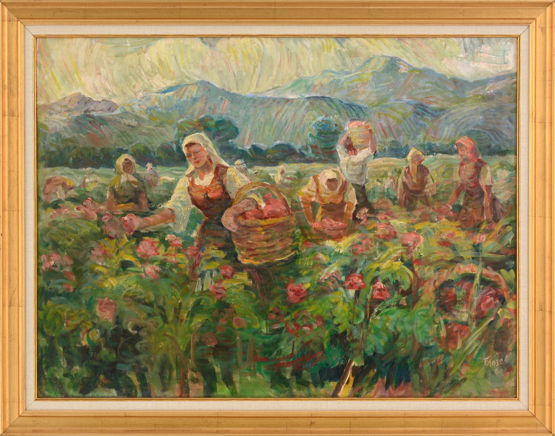 GEORGI LOZEV /Bulgarian, 1904-1987/
„Rose-Picking“ d.1960 - Bild 2 aus 4