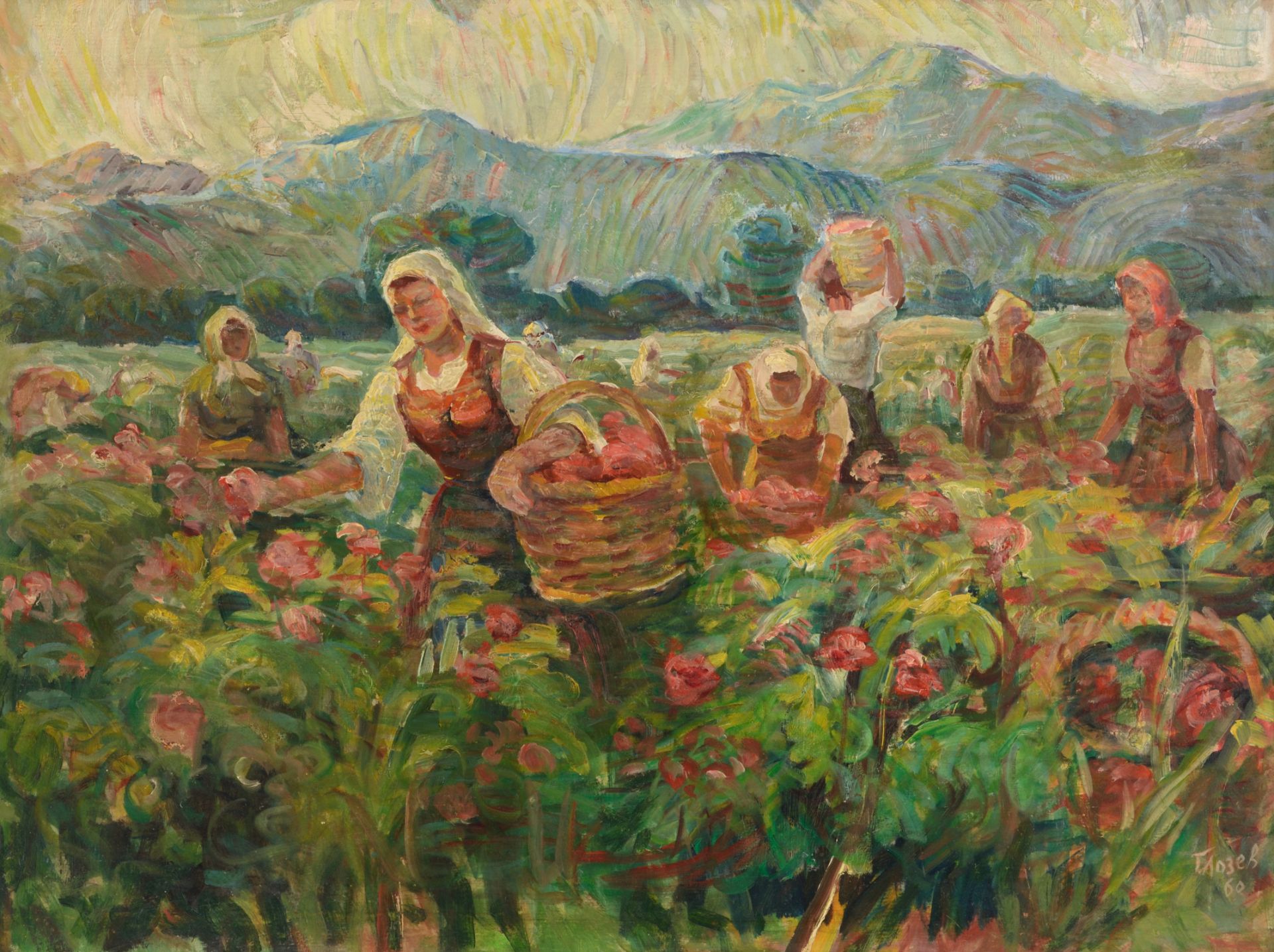 GEORGI LOZEV /Bulgarian, 1904-1987/
„Rose-Picking“ d.1960
