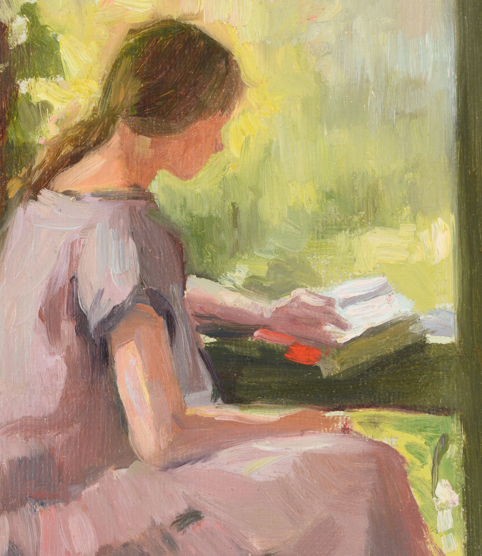 ELISAVETA GEORGIEVA KONSULOVA - VAZOVA /1881-1965/ „Girl with a book“ - Image 3 of 3