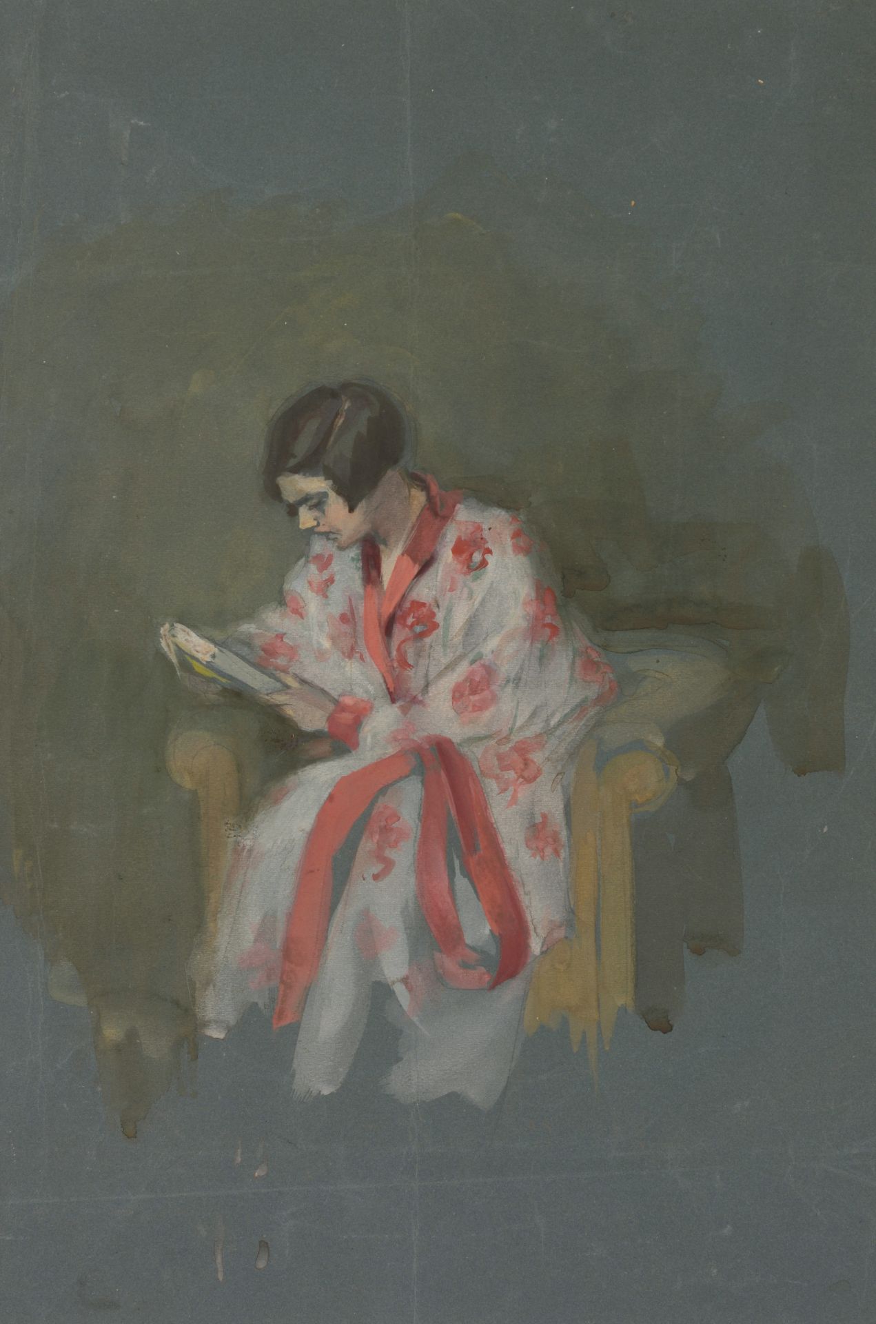ELISAVETA GEORGIEVA KONSULOVA-VAZOVA /1881-1965/ „Girl with a book (Binka - the artist's daughter)“