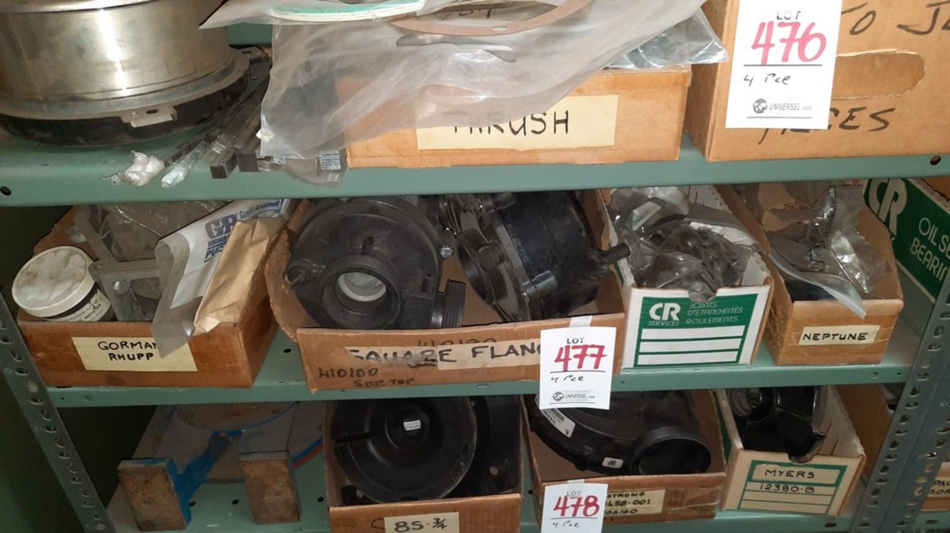 LOT: (4 bins) Asst. Motor / Pump Parts. (see photos for details)