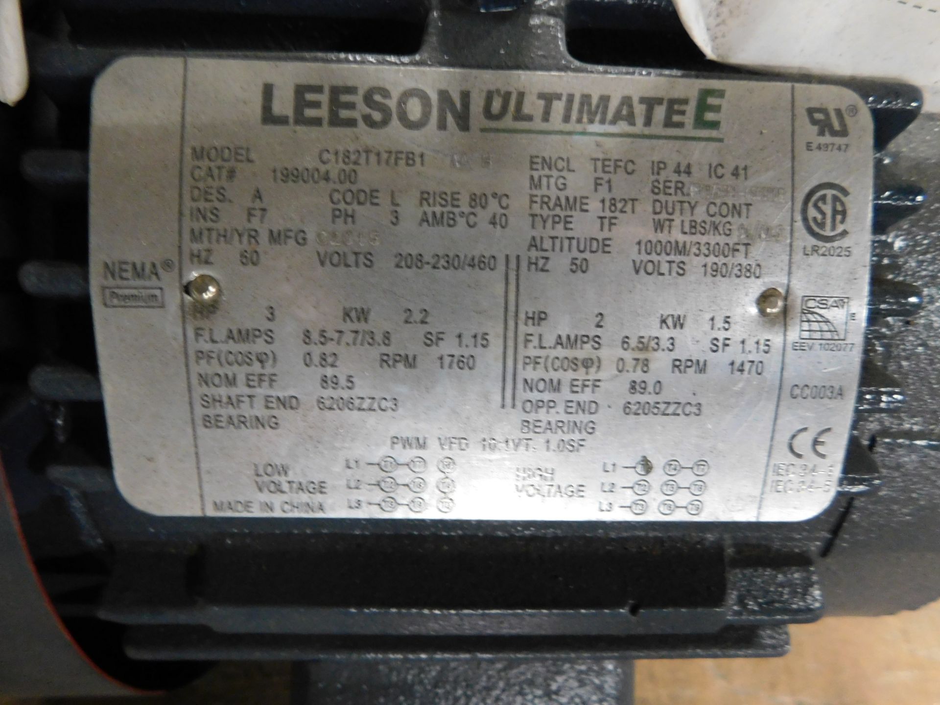 Lot of (9) Reliance, Leeson, Dayton, and Baldor Electric Motors - Image 12 of 12