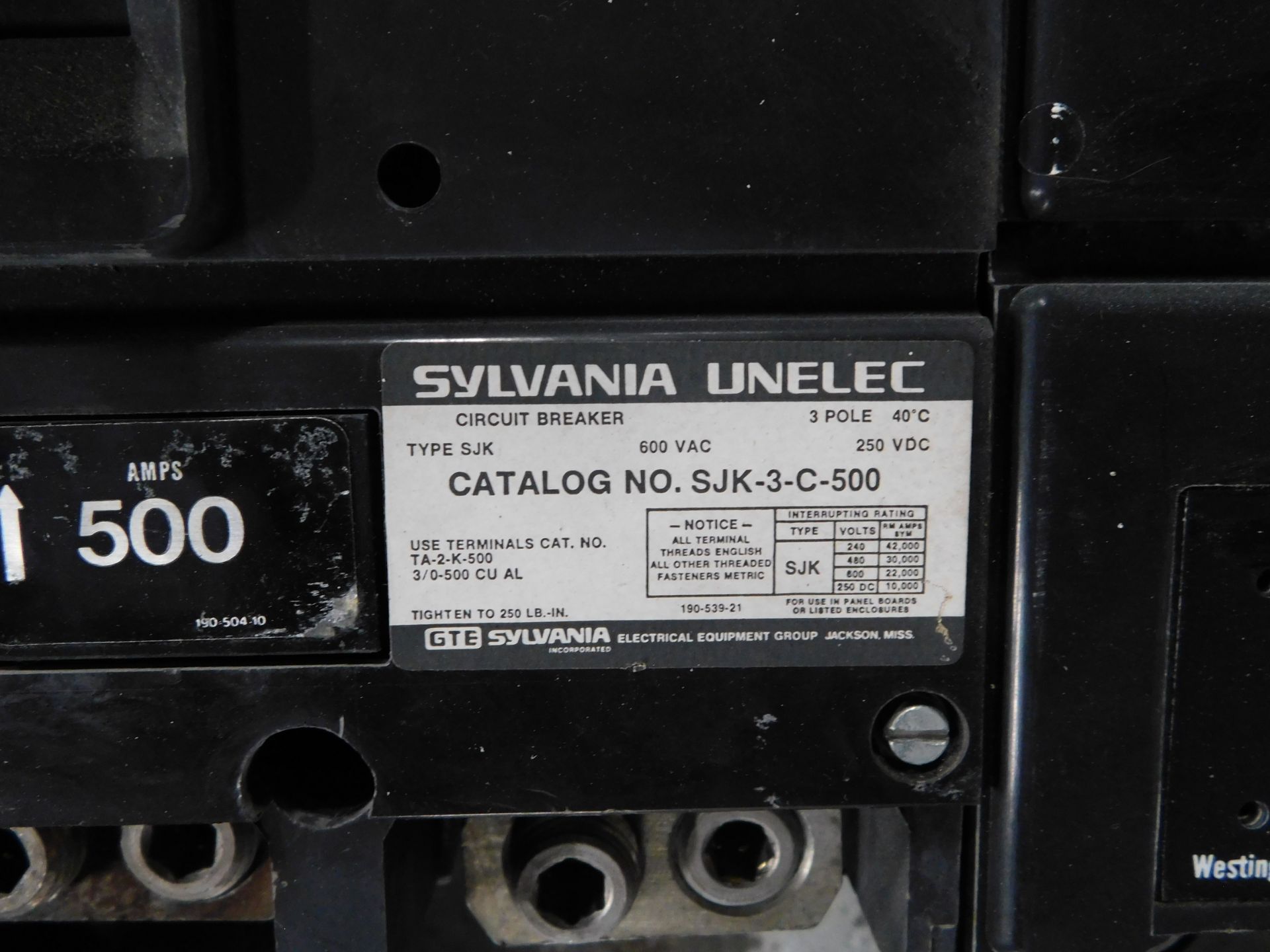 Lot of (13) Sylvania, Westinghouse, and Square D Electrical Circuit Breakers - Image 6 of 6