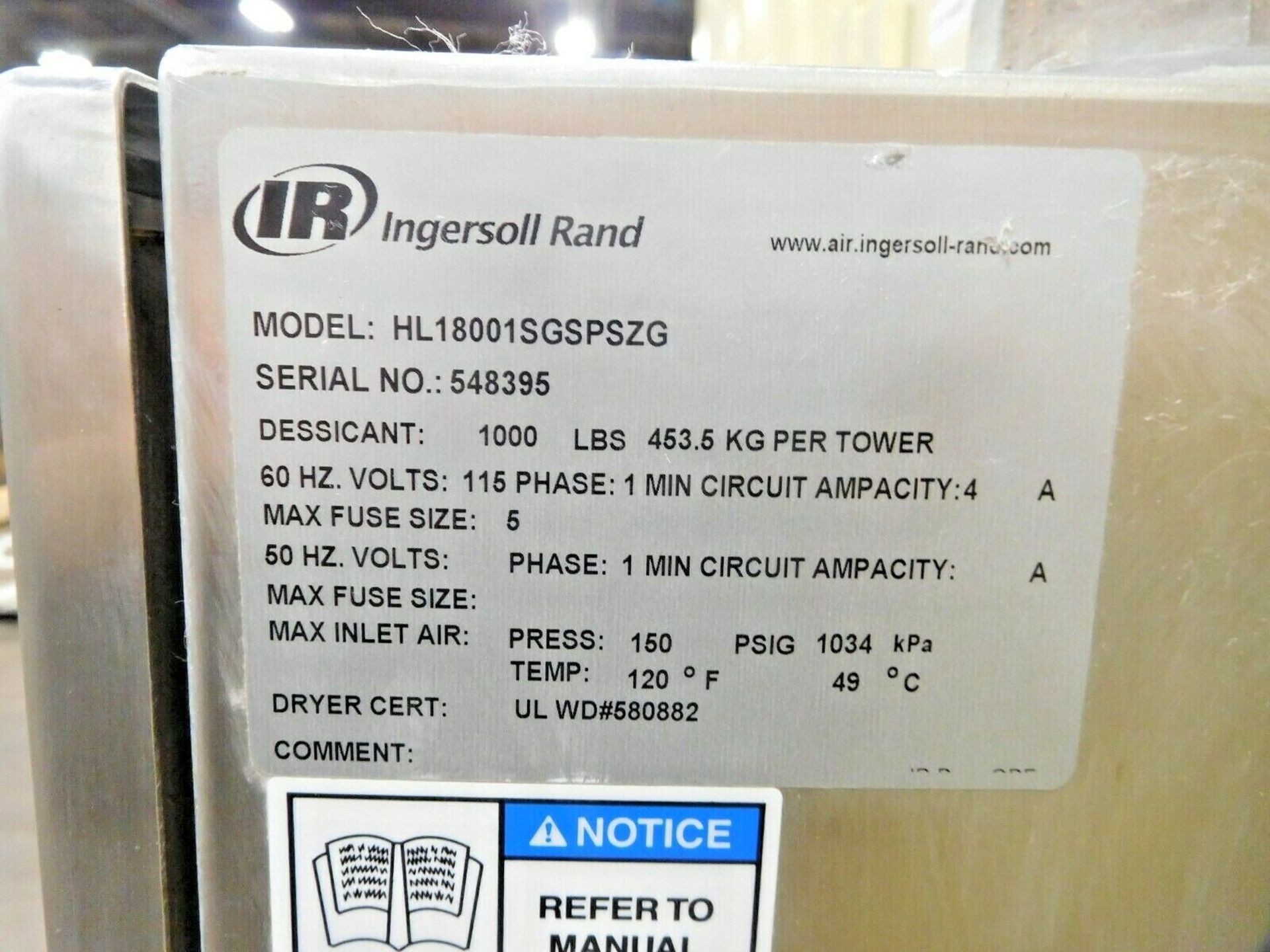 Ingersoll Rand HL18001SGSPS2G Air Dryer. 1000 lbs Dessicant. 1800 SCFM. - Image 4 of 4