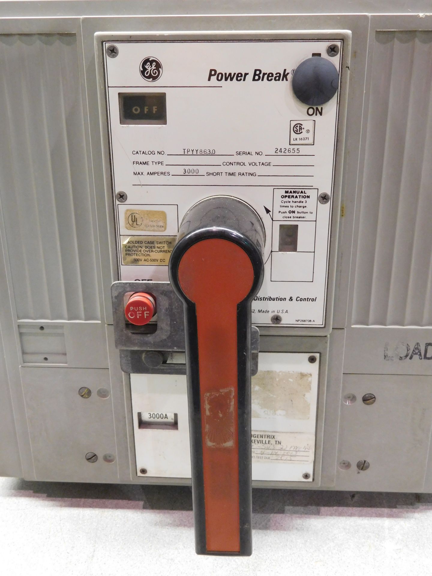 GE TPYY8630 Power Break 3000 Amp Circuit Breaker - Image 2 of 8