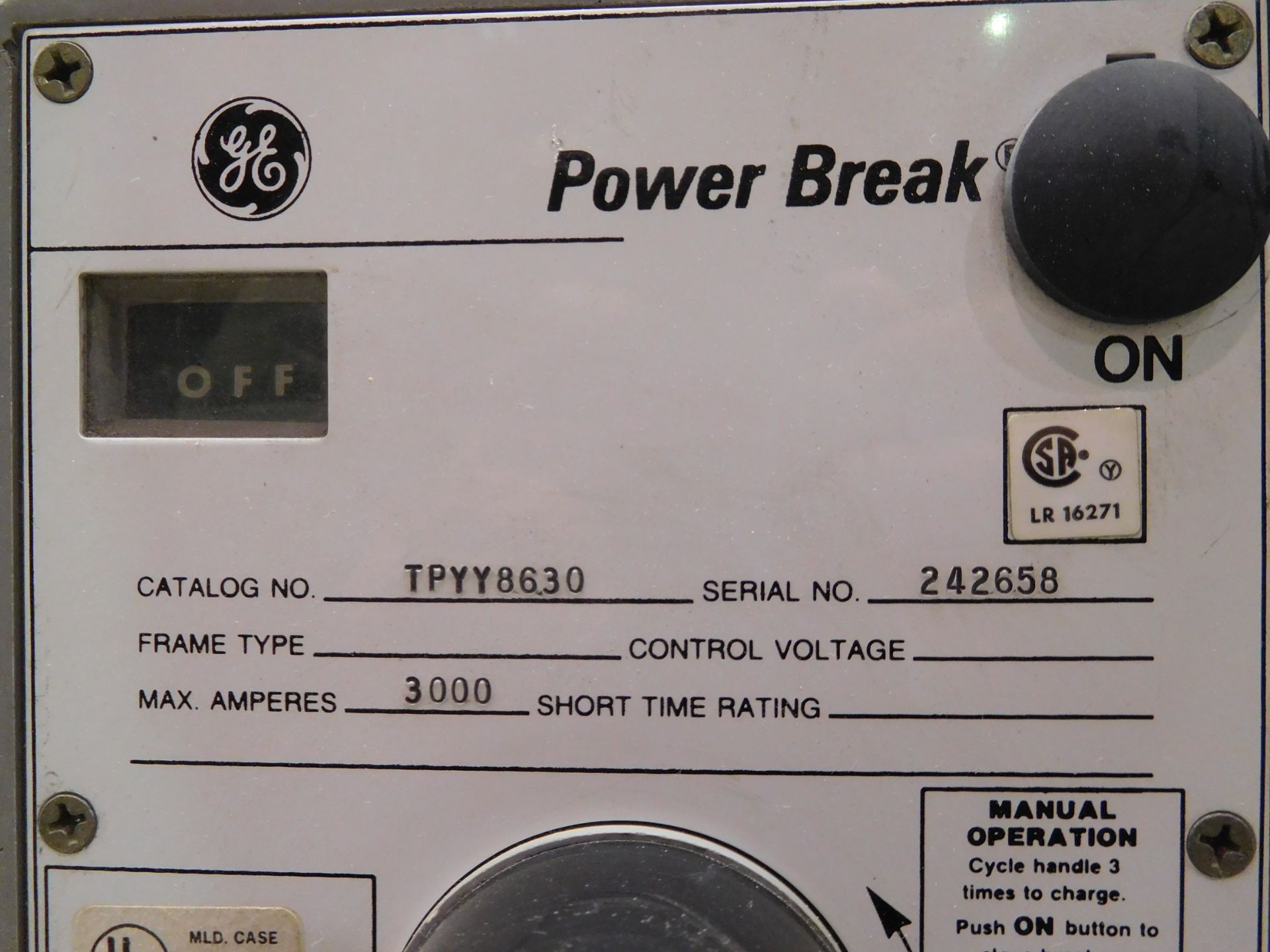 GE TPYY8630 Power Break 3000 Amp Circuit Breaker - Image 2 of 8