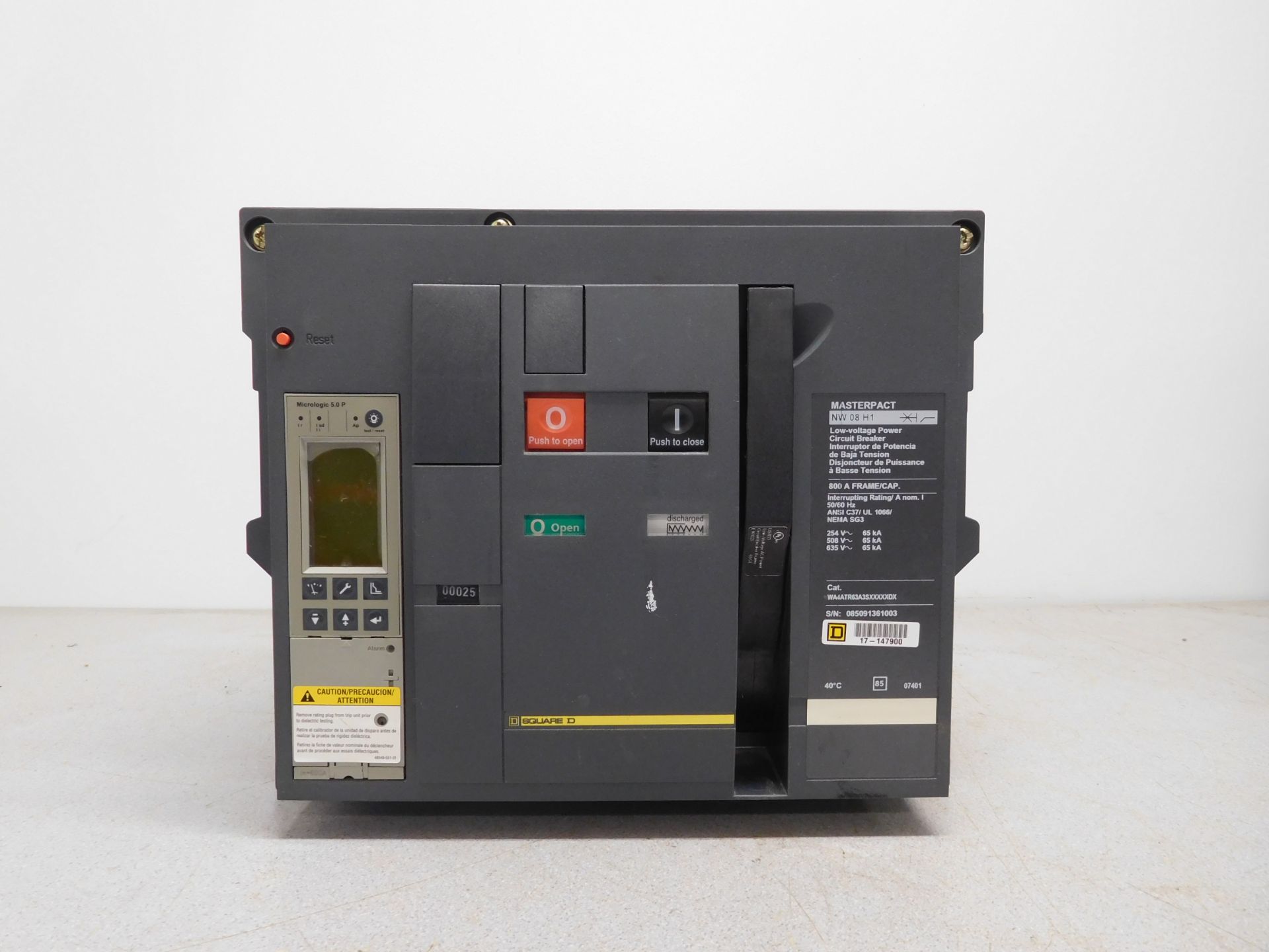 Square D NW 08 H1 800 Amp Low-Voltage Power Circuit Breaker