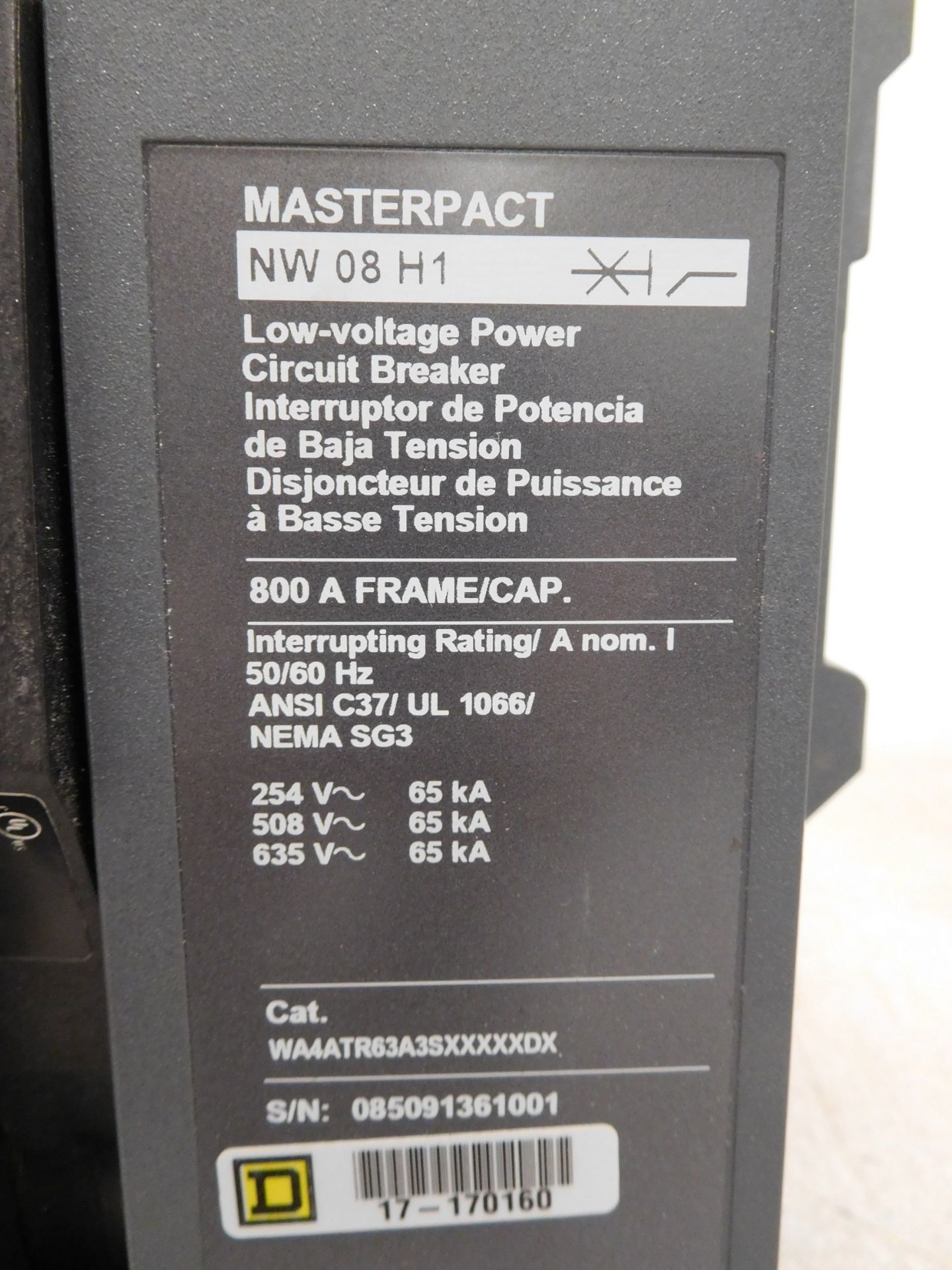 Square D NW 08 H1 Masterpact 800 Amp Low-Voltage Power Circuit Breaker - Image 2 of 7