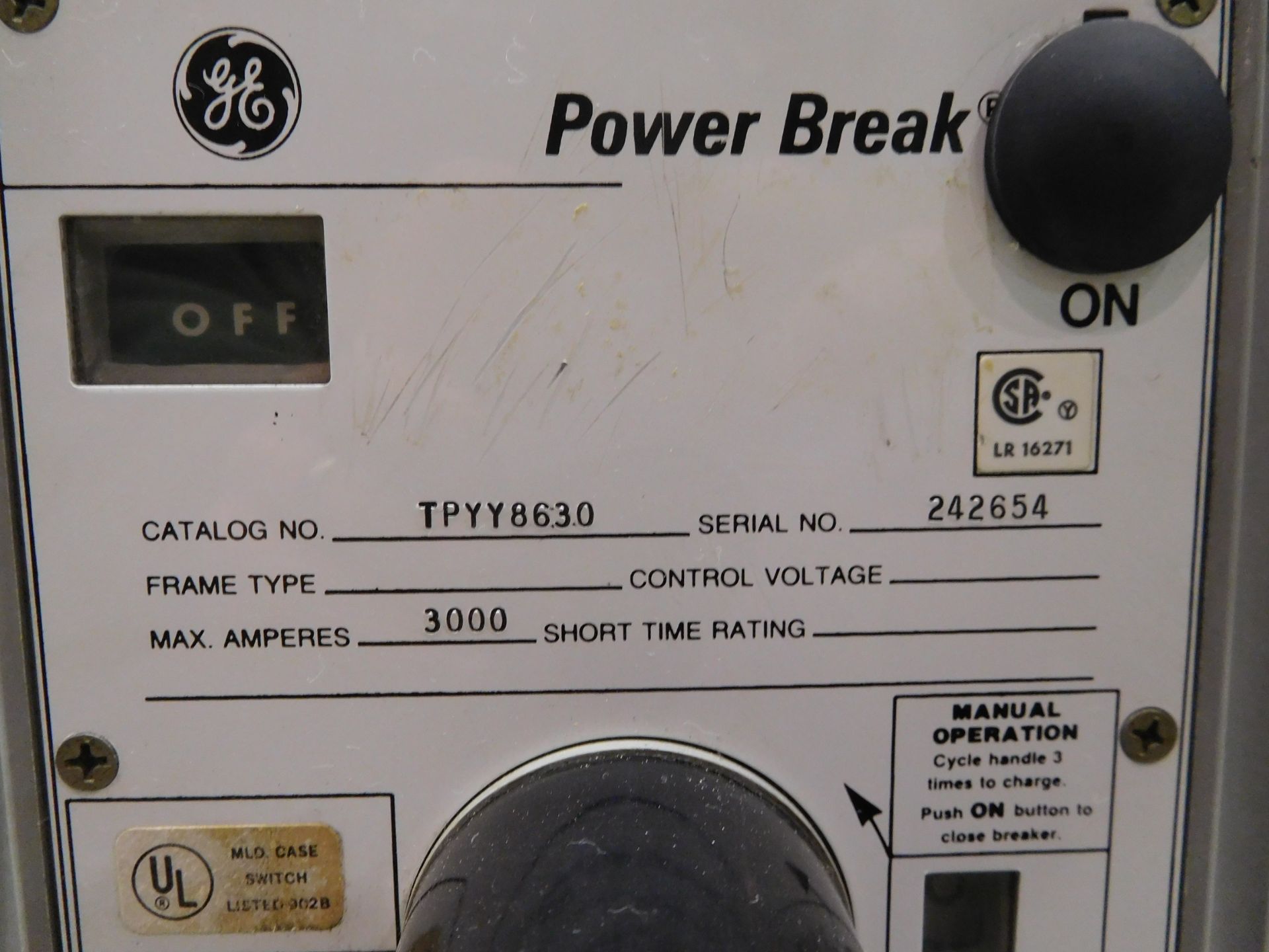 GE TPYY8630 Power Break 3000 Amp Circuit Breaker - Image 2 of 9
