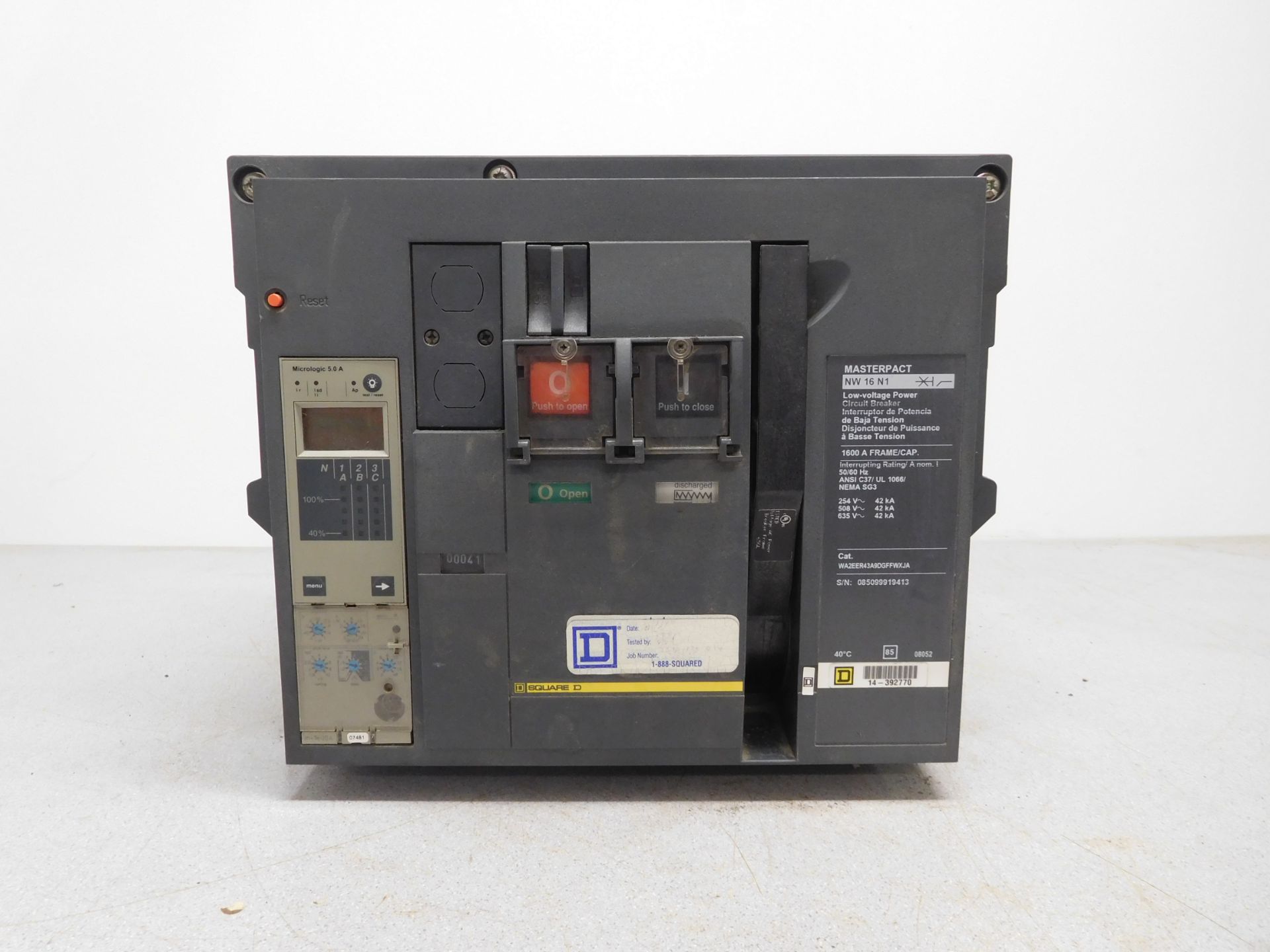 Square D NW 16 N1 Masterpact 1600 Amp Low-Voltage Power Circuit Breaker