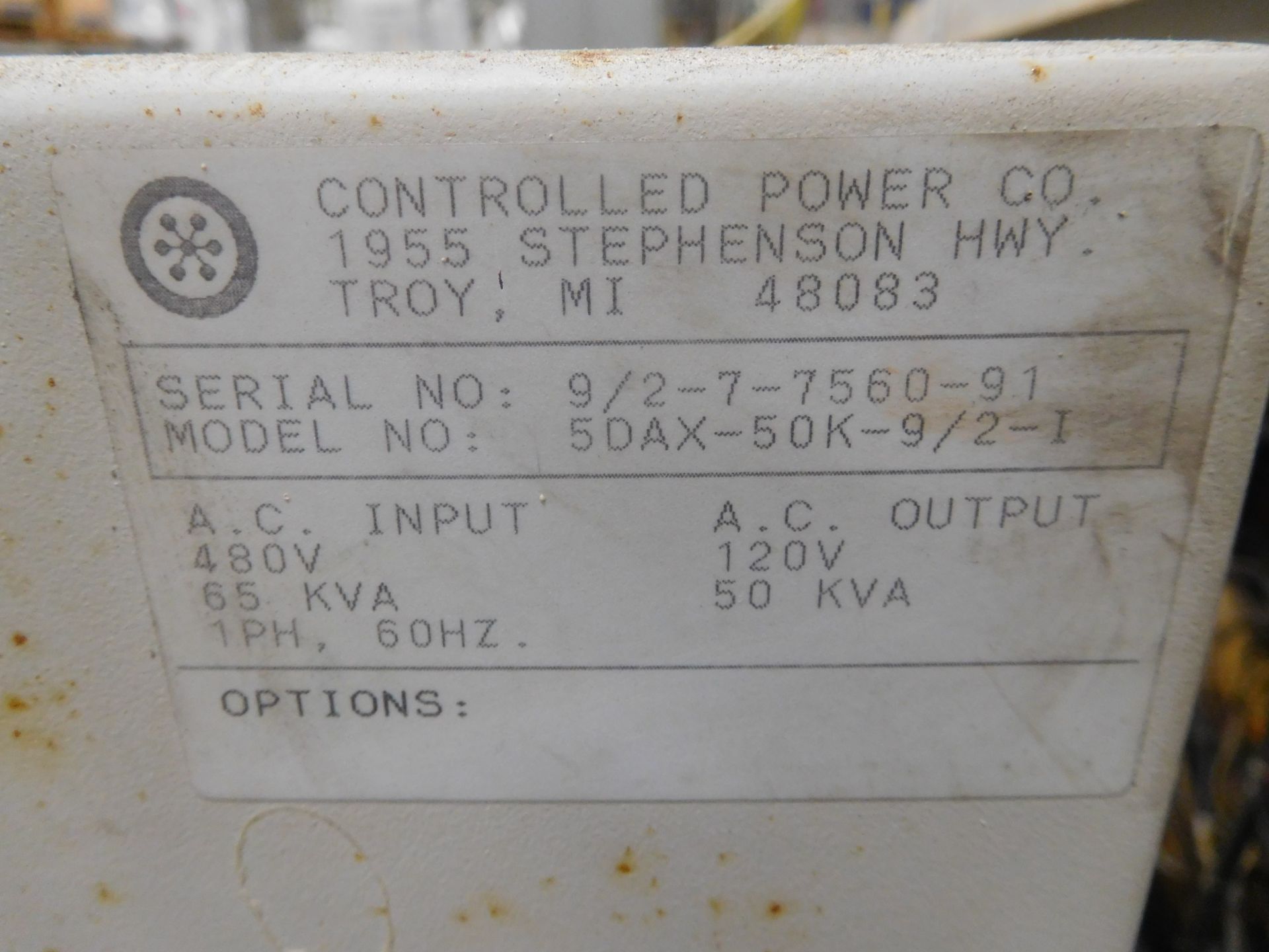 Controlled Power 5DAX-50K-9/2-1 Line Voltage Regulator. 65 KVA. 1 PH. - Image 3 of 12