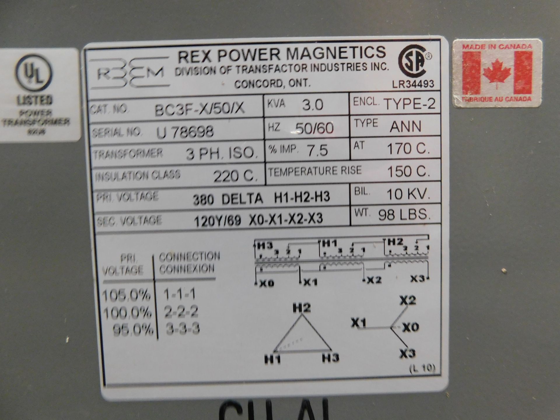 Lot of (8) Miscellaneous GE, Federal Pacific, and Rex Power Magnetics Electrical Transformers - Image 7 of 7
