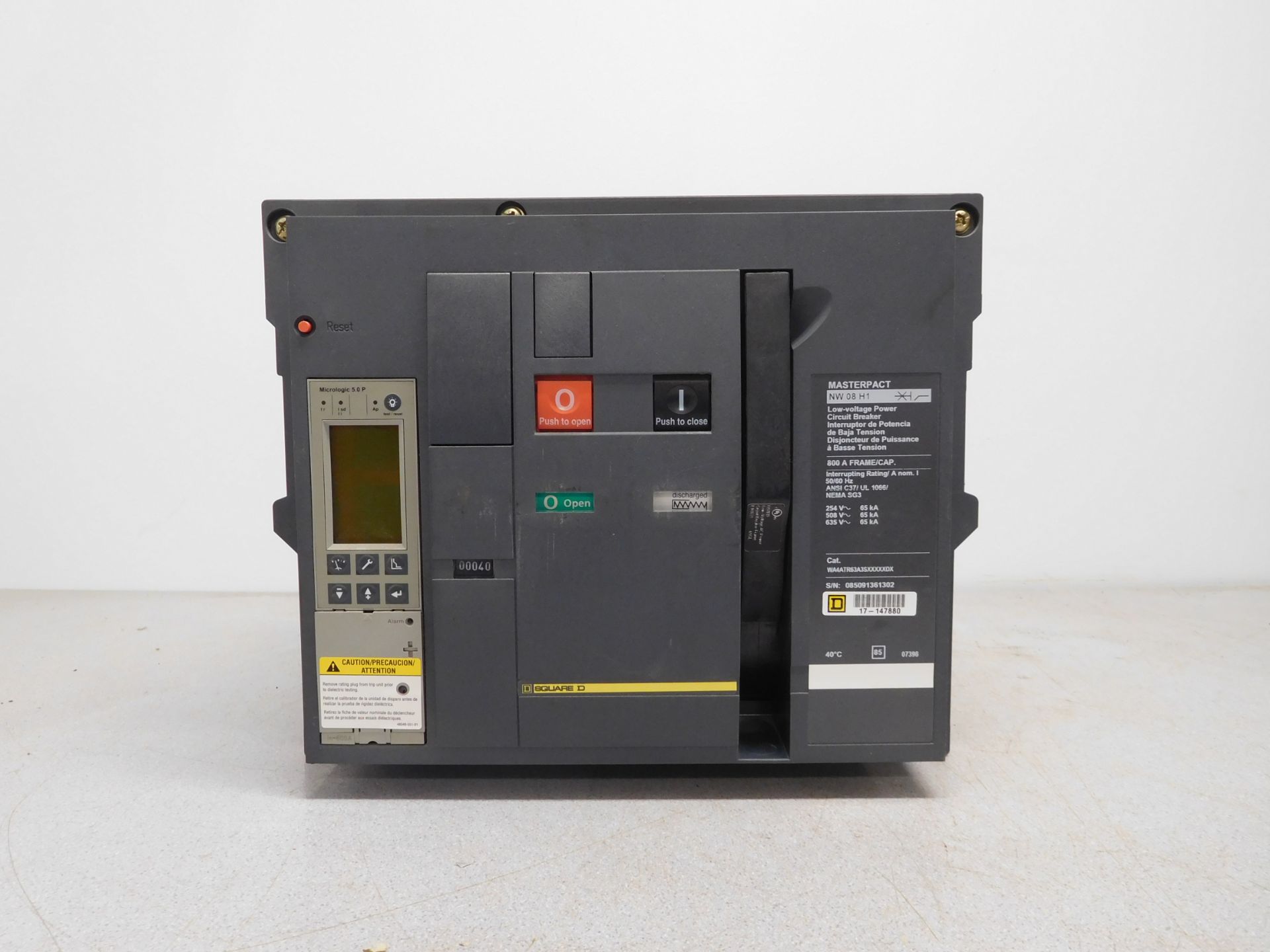 Square D NW 08 H1 Masterpact 800 Amp Low-Voltage Power Circuit Breaker