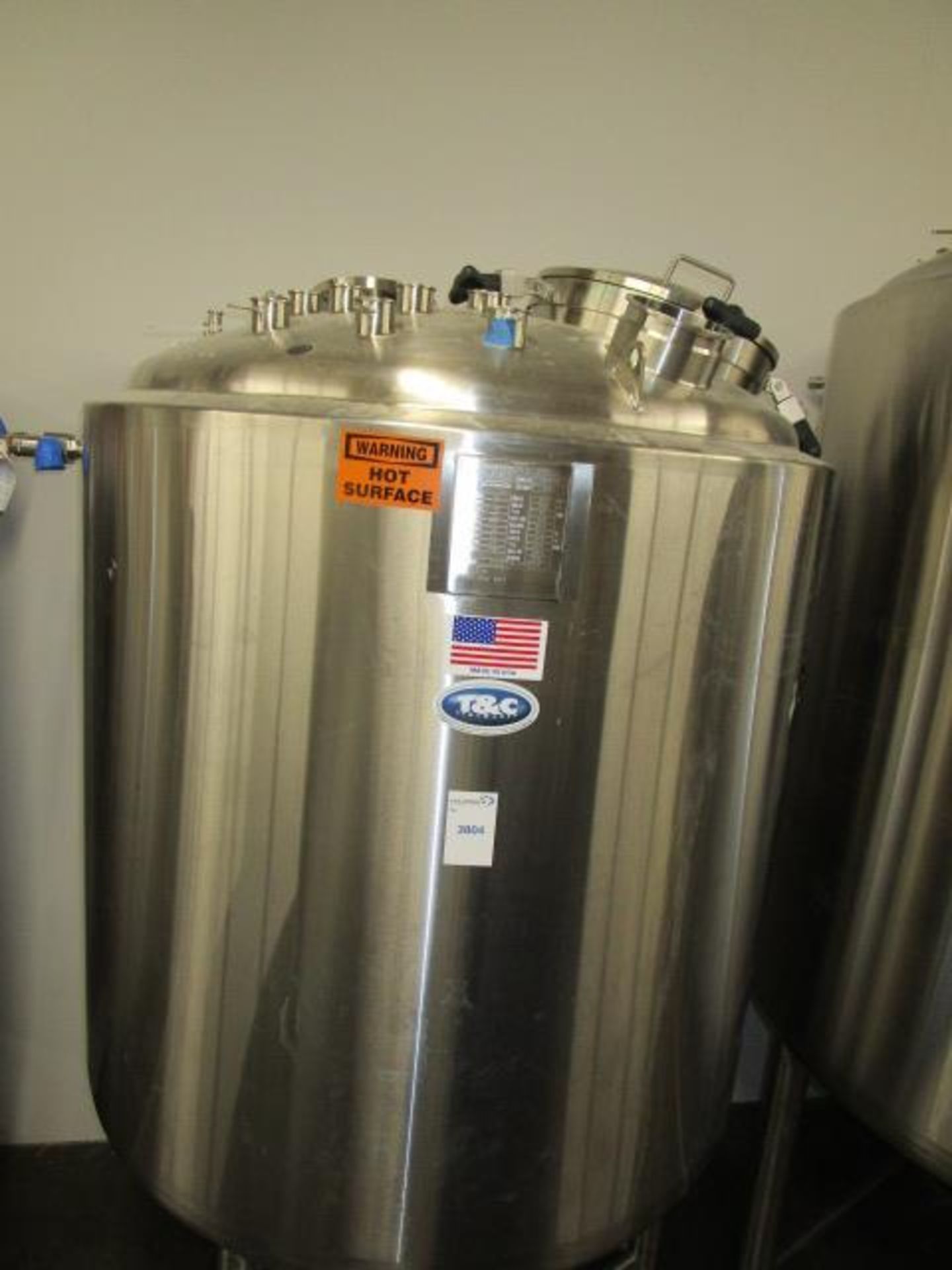 T & C Stainless 1400 Liter 316L & 304L Stainless Steel Jacketed Coned Bottomed Reactor Tank w/ - Image 8 of 14