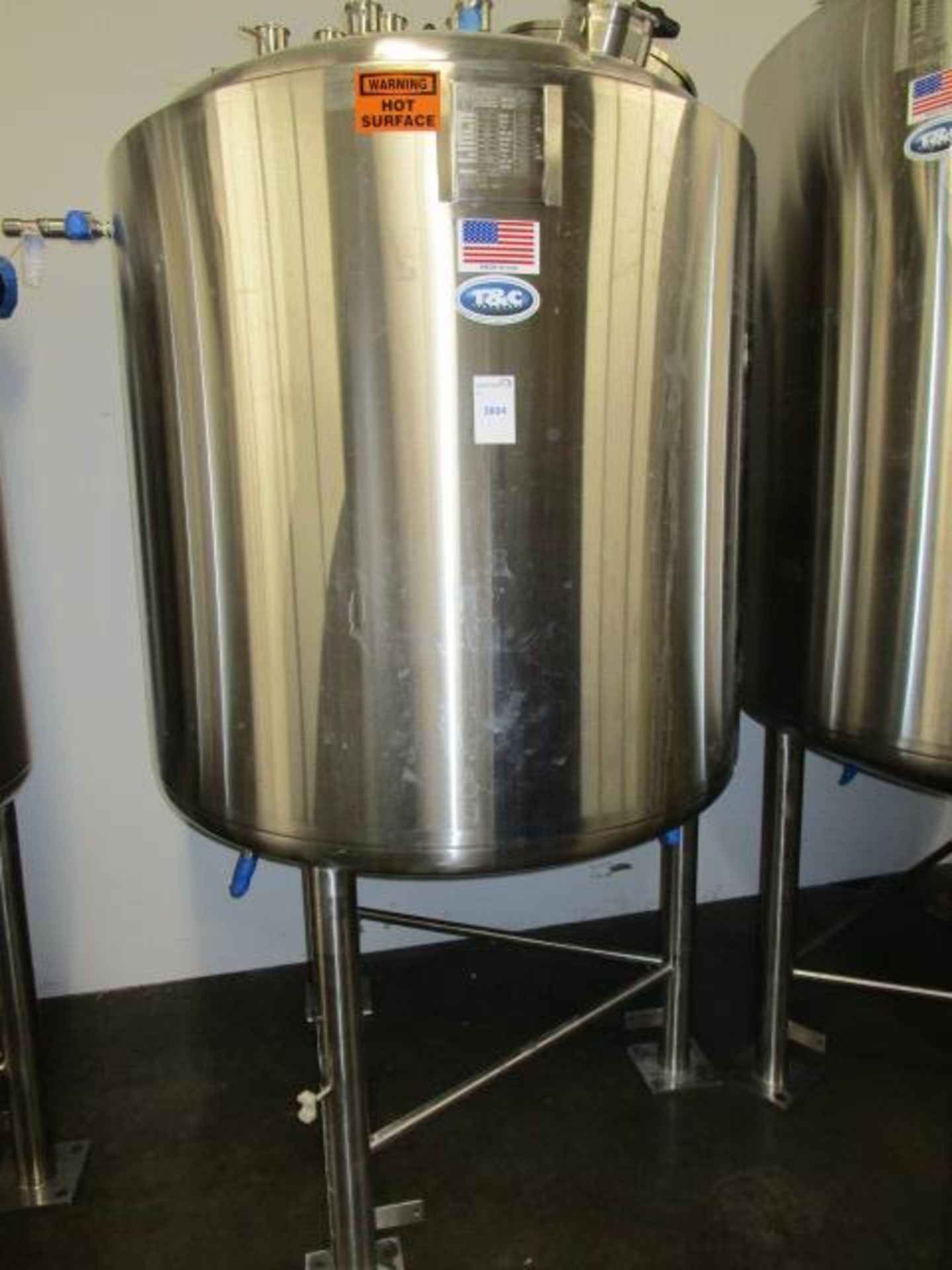 T & C Stainless 1400 Liter 316L & 304L Stainless Steel Jacketed Coned Bottomed Reactor Tank w/