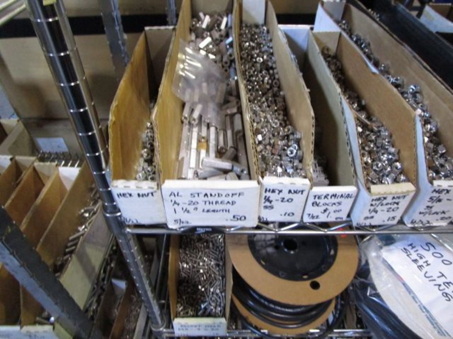 SHELVING UNIT OF ASSORTMENT OF WASHERS, SLEEVINGS, BOLTS - Image 9 of 15