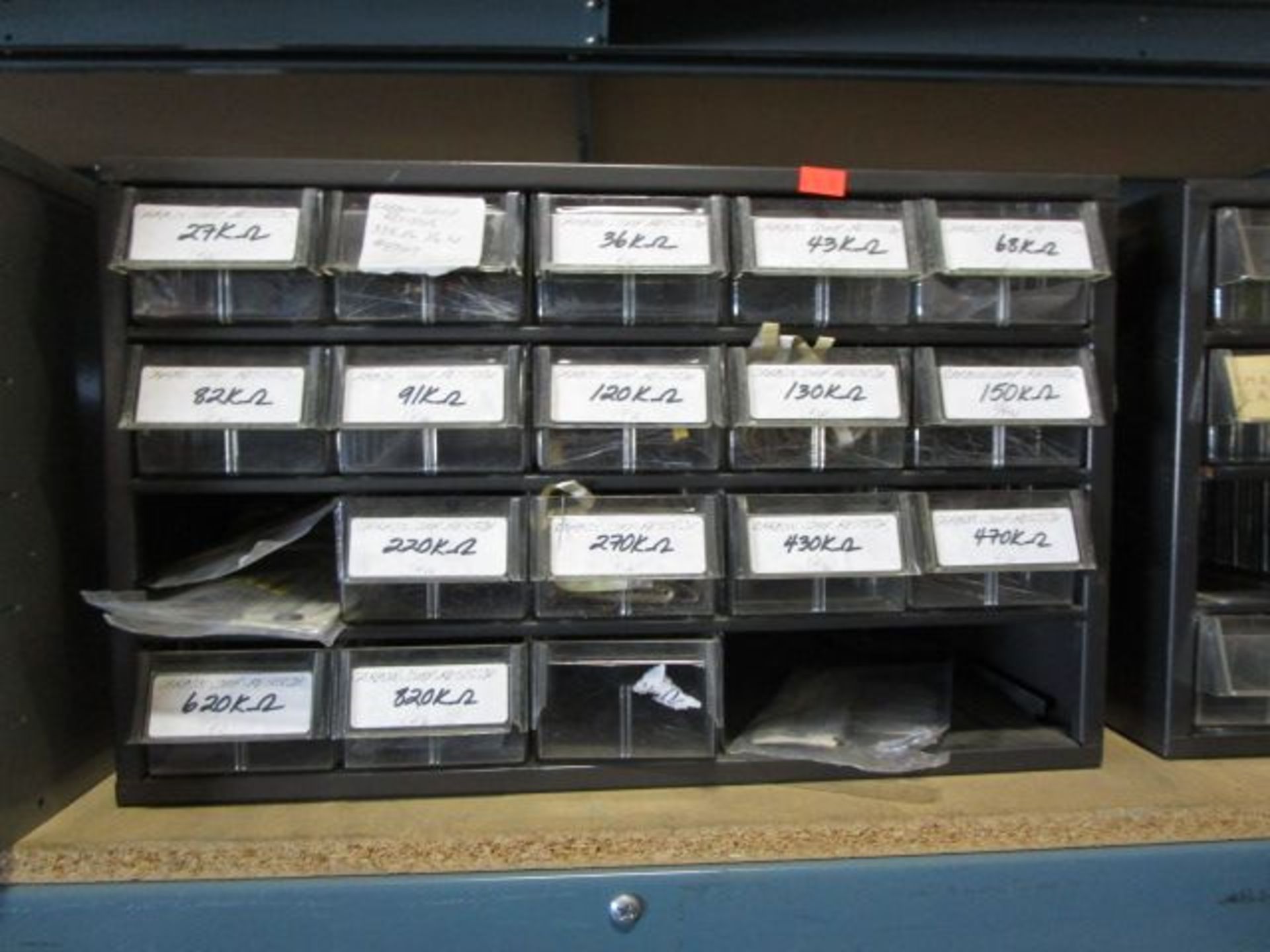 SHELVING UNIT OF SMALL STORAGE CONTAINERS AND MONITORS - Image 3 of 7