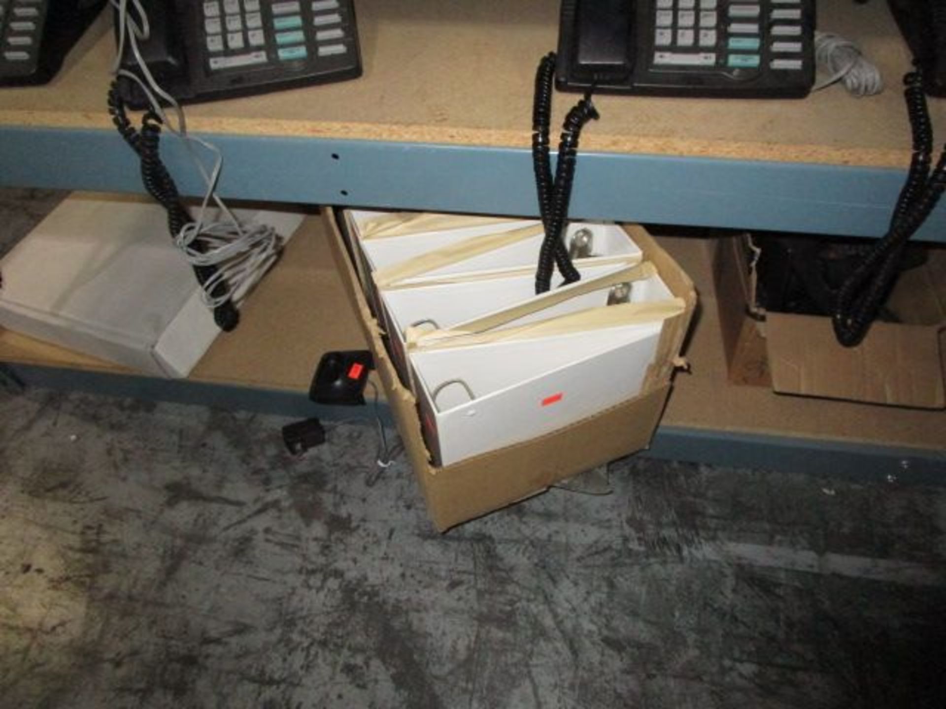 SHELVING UNIT OF ASSORTMENT OF BINDERS AND OFFICE PHONES - Image 8 of 10