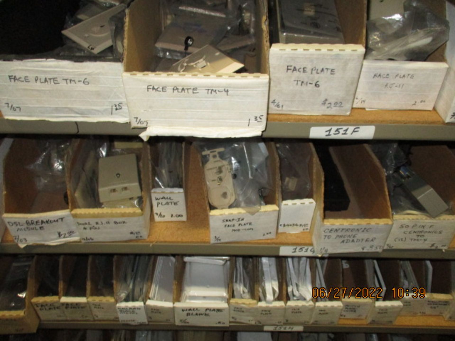 CONTENTS OF SHELVING UNIT CONSISTING OF FACE PLATES, PHONE BOXES, SWITCH PLATE COVERS, WALL - Image 5 of 6