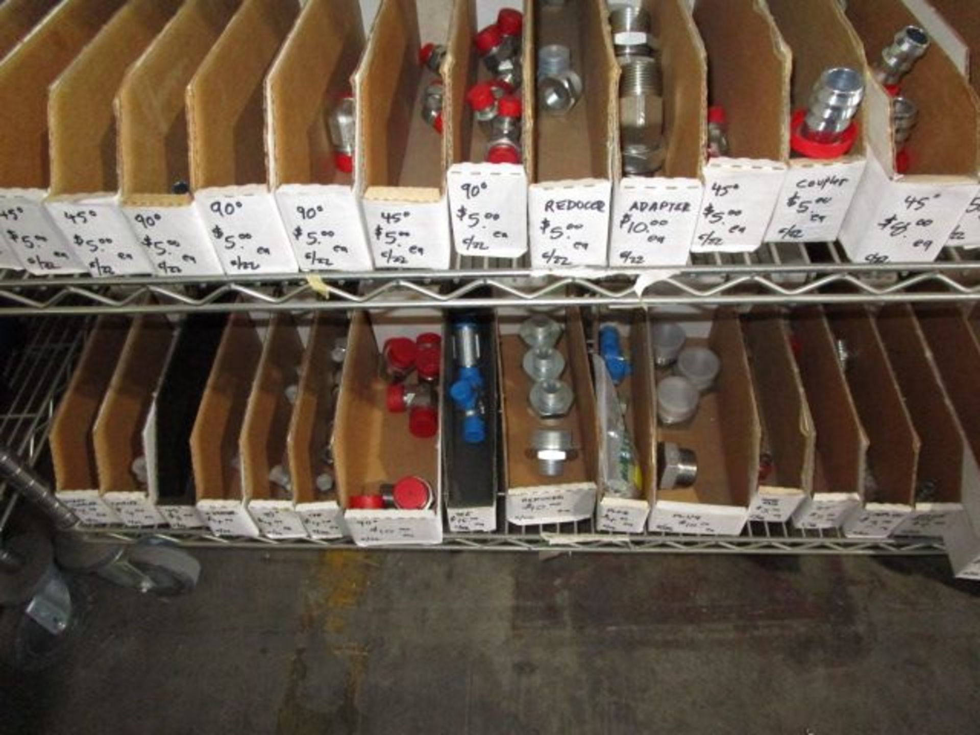 SHELVING UNIT OF BOLTS, QUICK RELEASES, 90 DEGREE CAPS - Image 5 of 6