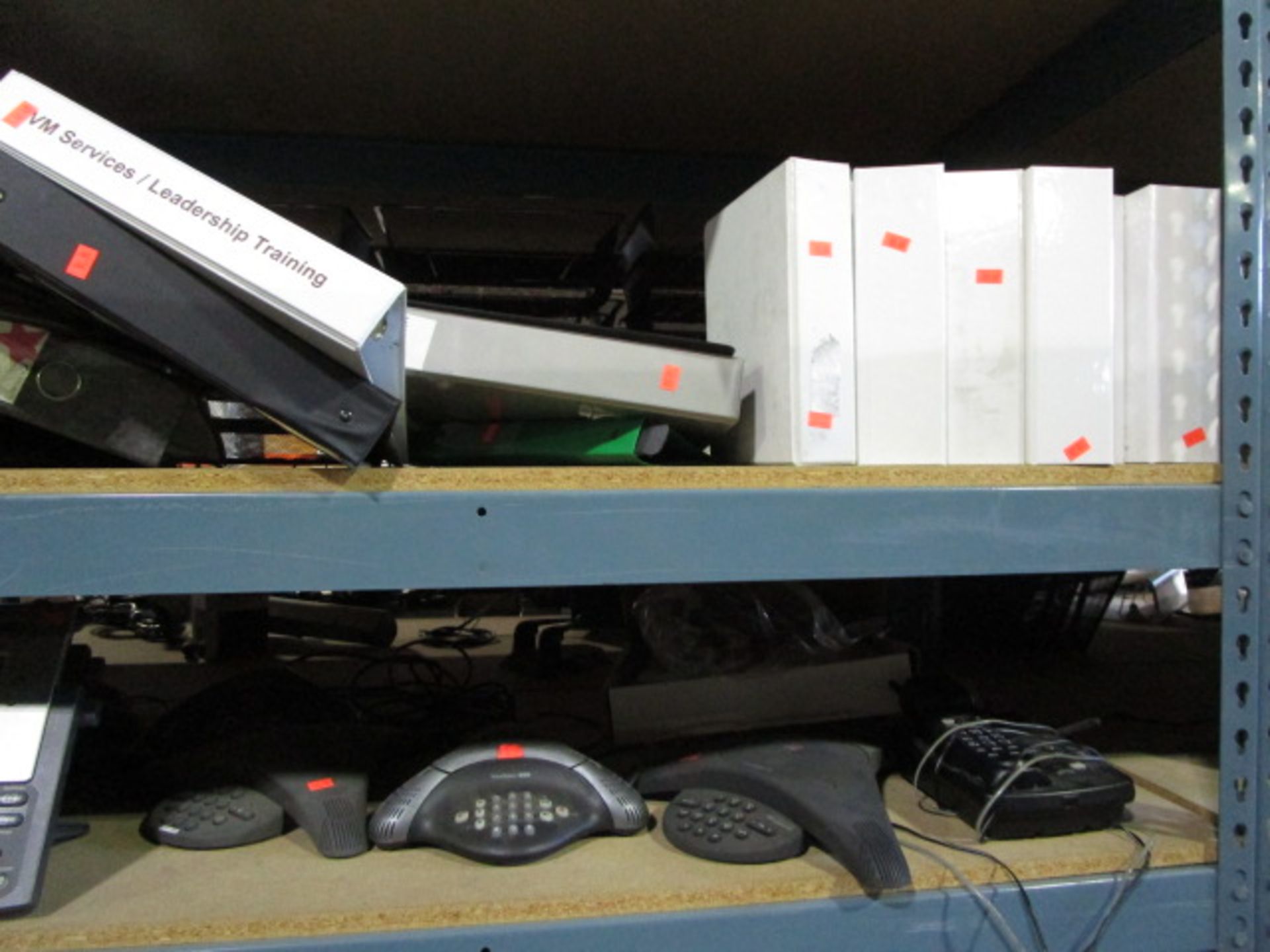 SHELVING UNIT OF ASSORTMENT OF BINDERS AND OFFICE PHONES - Image 3 of 10