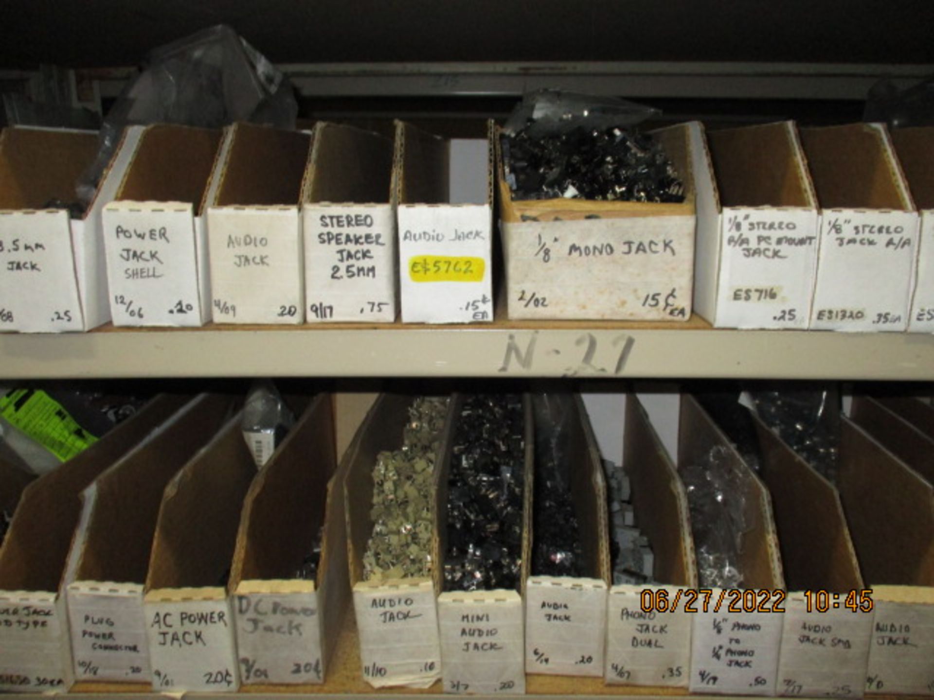 CONTENTS OF SHELVING UNIT CONSISTING OF 3 MM JACKS, AUDIO JACKS, MINI AUDIO JACKS, AC POWER JACKS, - Image 4 of 7