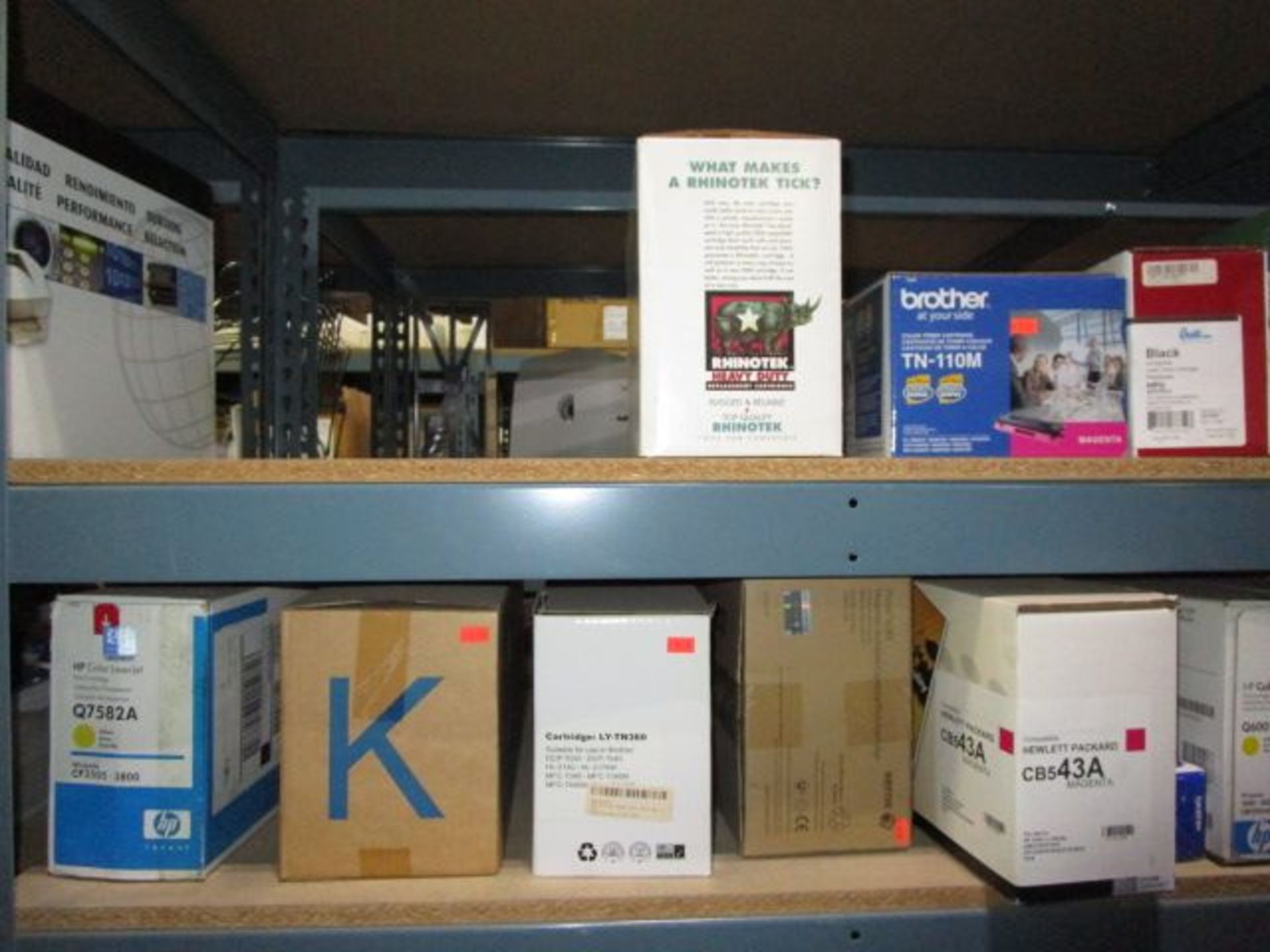 SHELVING UNIT OF ASSORTMENT OF INK/TONER AND BINDERS