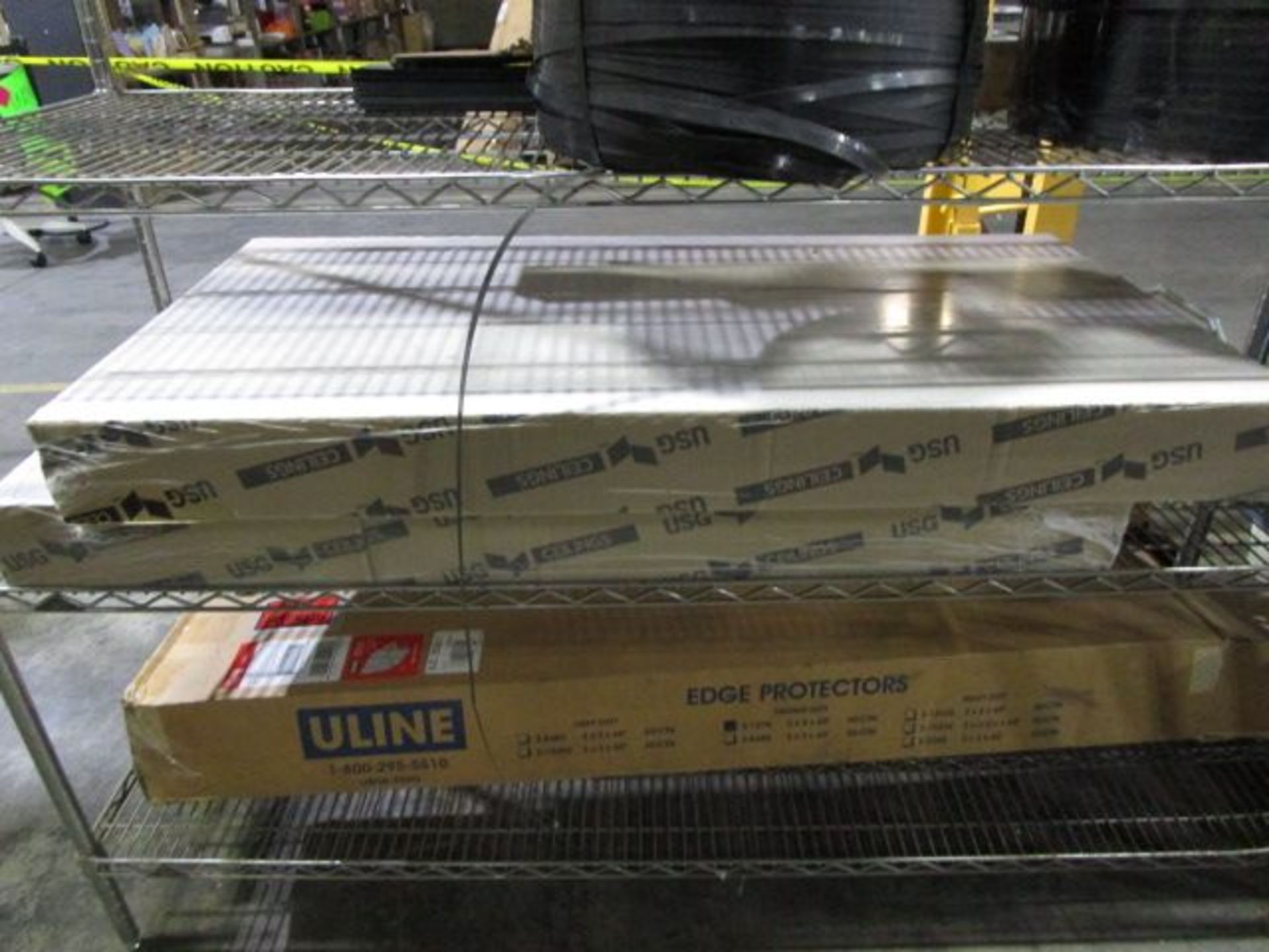 SHELVING UNIT CONSISTING OF QTY OF 2 BOXES USG CEILINGS ACOUSTICAL PANELS, ULINE EDGE PROCTECORS S- - Image 12 of 16