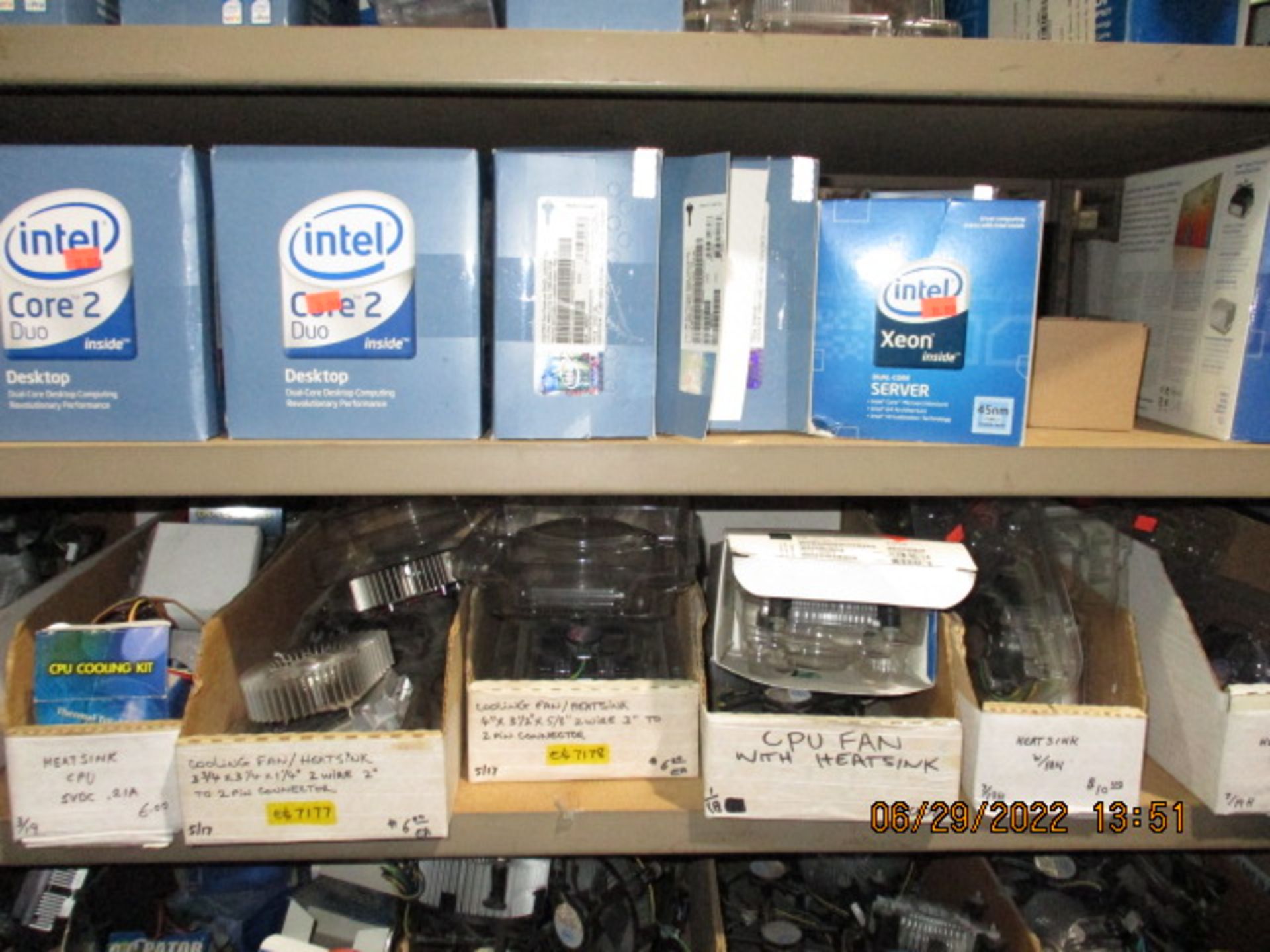 CONTENTS OF SHELVING UNIT CONSISTING OF INTEL CORE 2 DUO DESKTOP AND FANS - Image 5 of 13