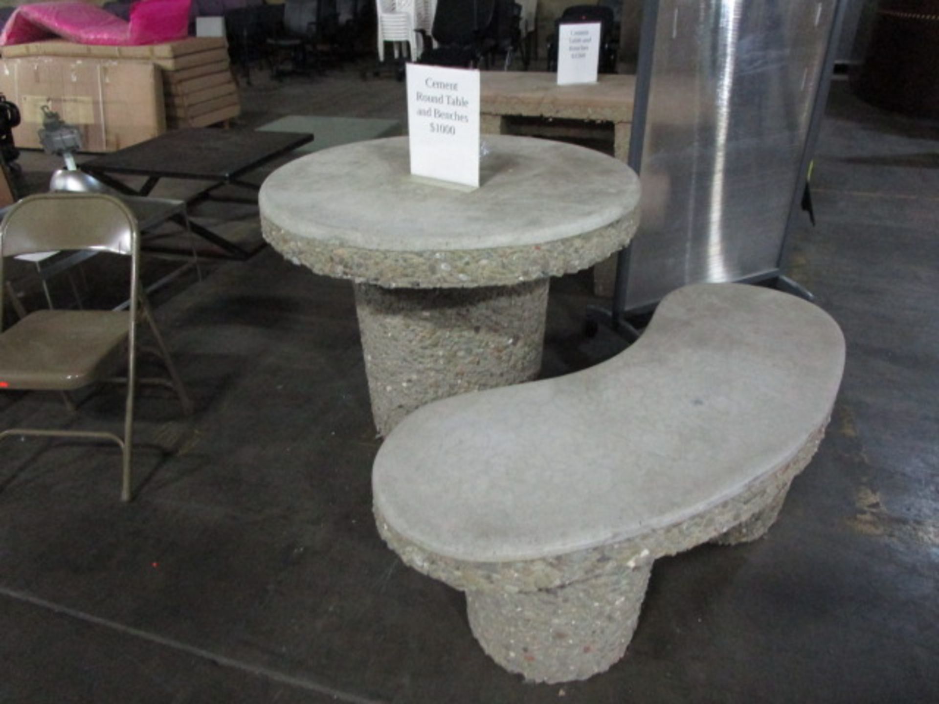 LOT TO INLCUDE CEMENT TABLE W/ CEMENT BENCH - Image 2 of 4