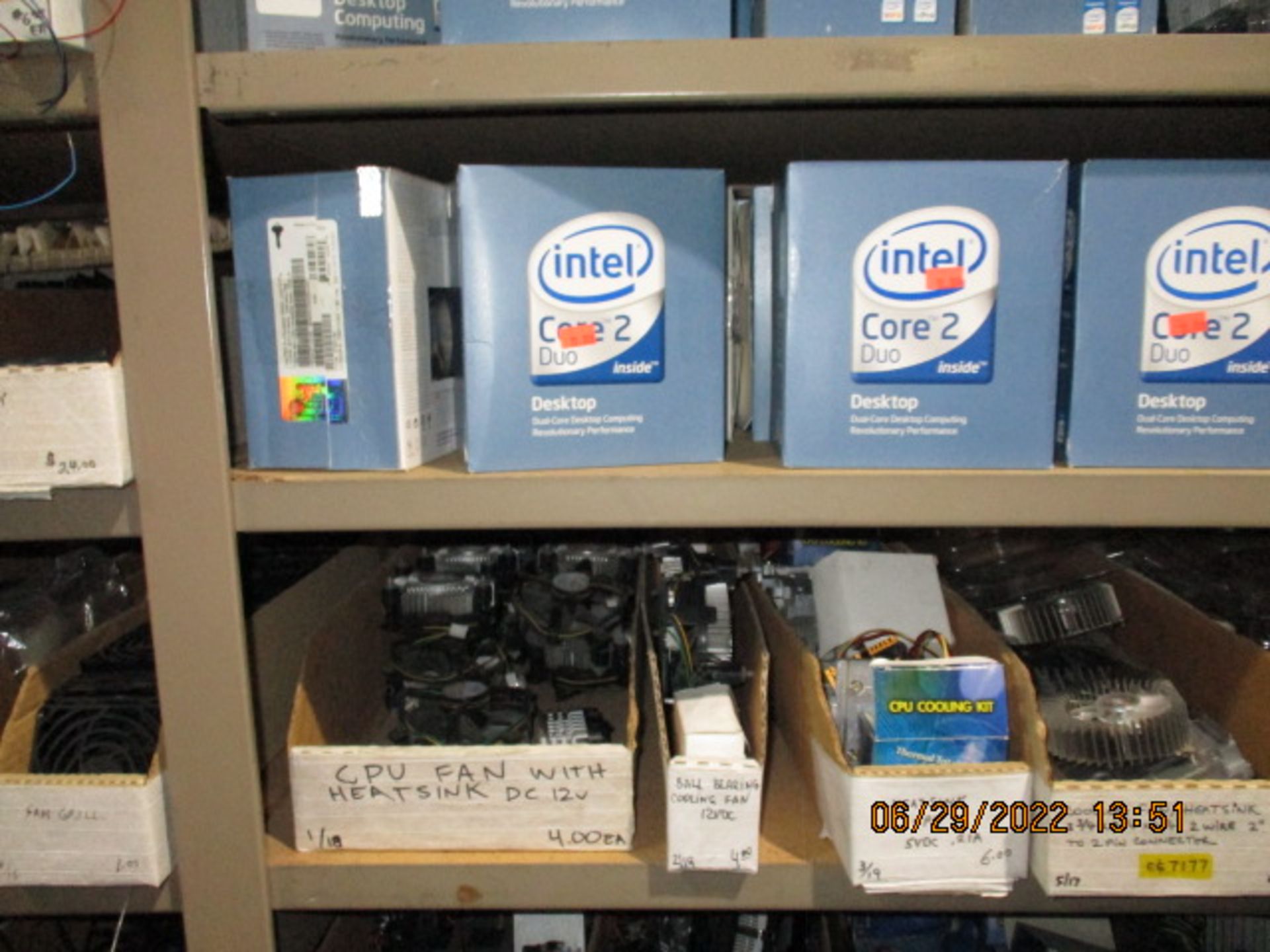 CONTENTS OF SHELVING UNIT CONSISTING OF INTEL CORE 2 DUO DESKTOP AND FANS - Image 4 of 13