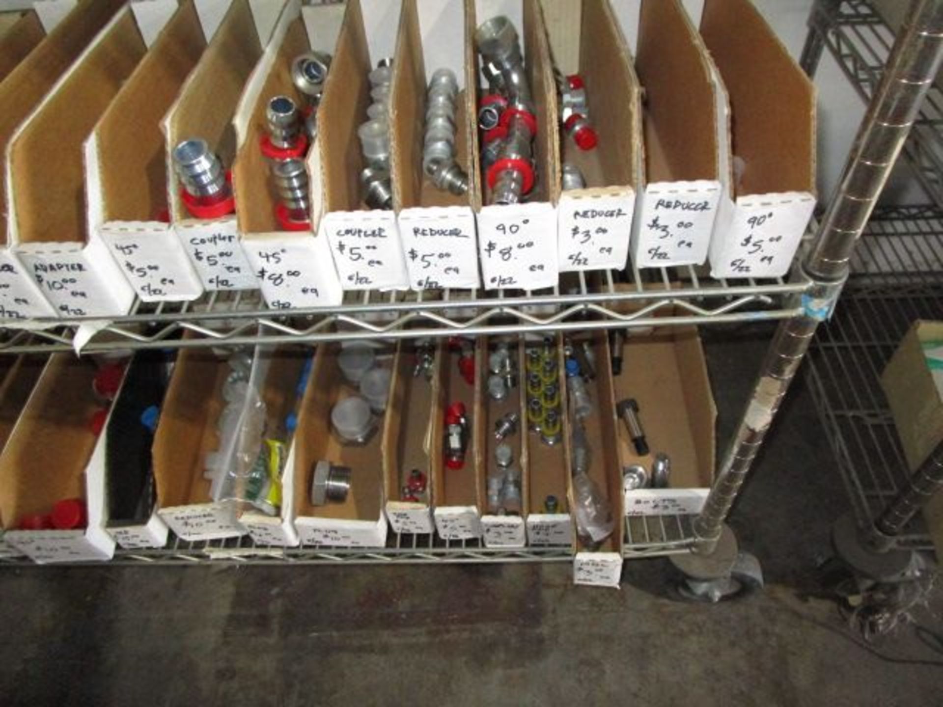 SHELVING UNIT OF BOLTS, QUICK RELEASES, 90 DEGREE CAPS - Image 6 of 6