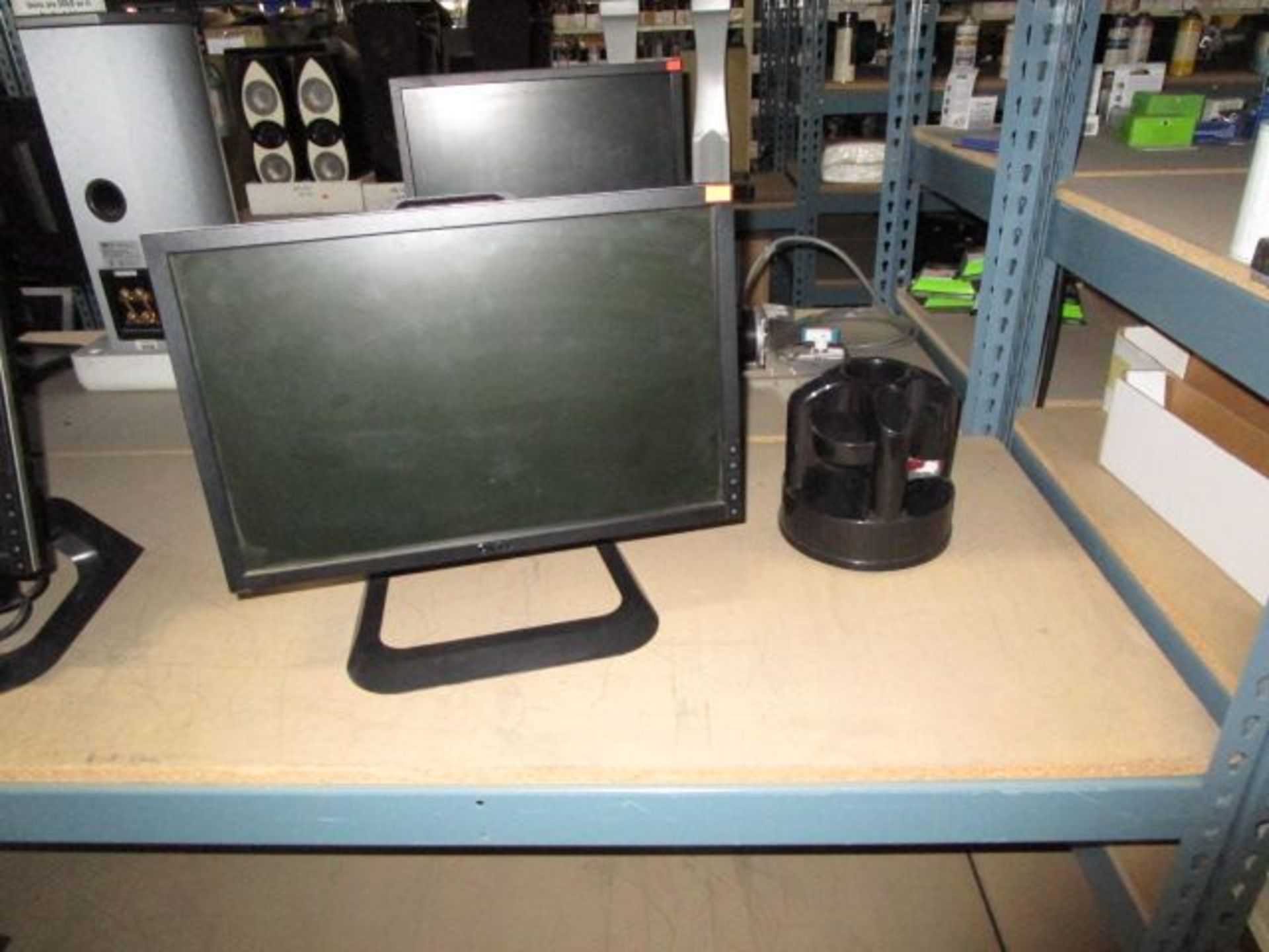 SHELVING UNIT OF SMALL STORAGE CONTAINERS AND MONITORS - Image 6 of 7