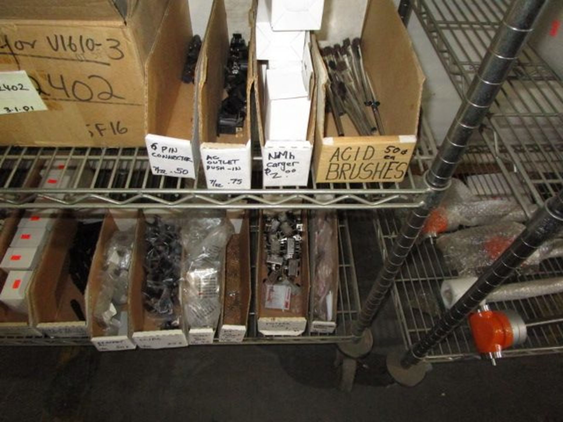 SHELVING UNIT OF ASSORTMENT OF EYELETS, CONNECTORS, ACID BRUSHES, BRACKETS - Image 6 of 12